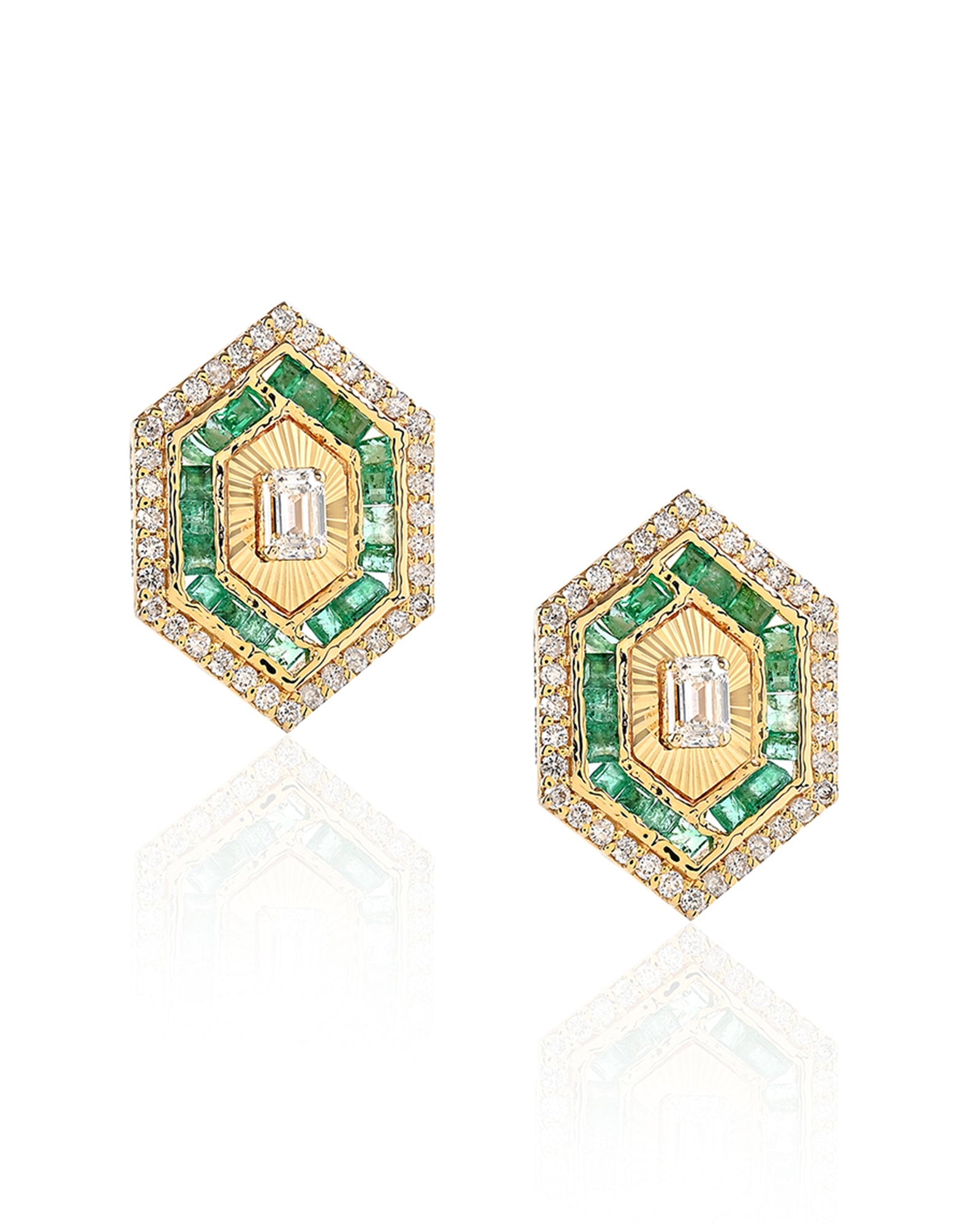Emerald Hexa Studs