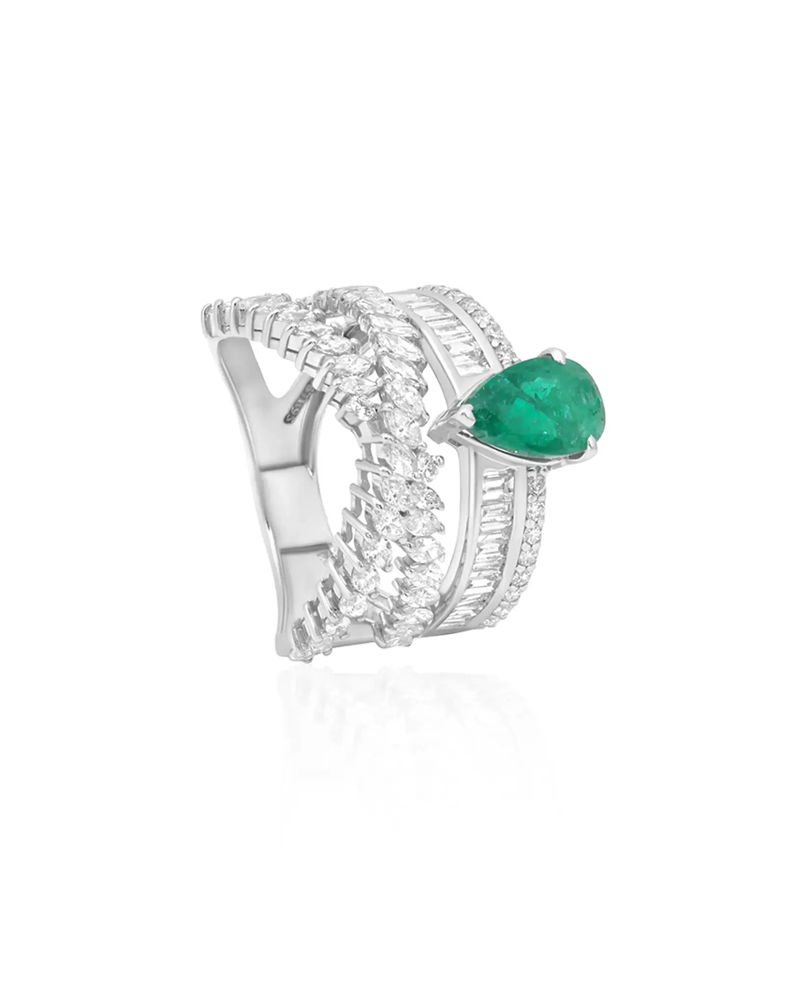 Emerald Cross Ring