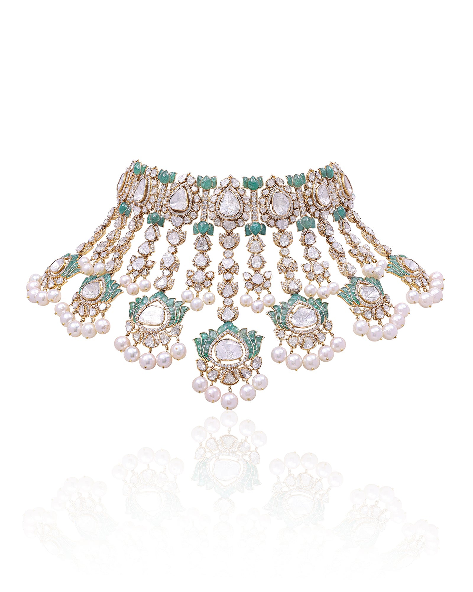 Jaisalmer Lotus Emerald Necklace