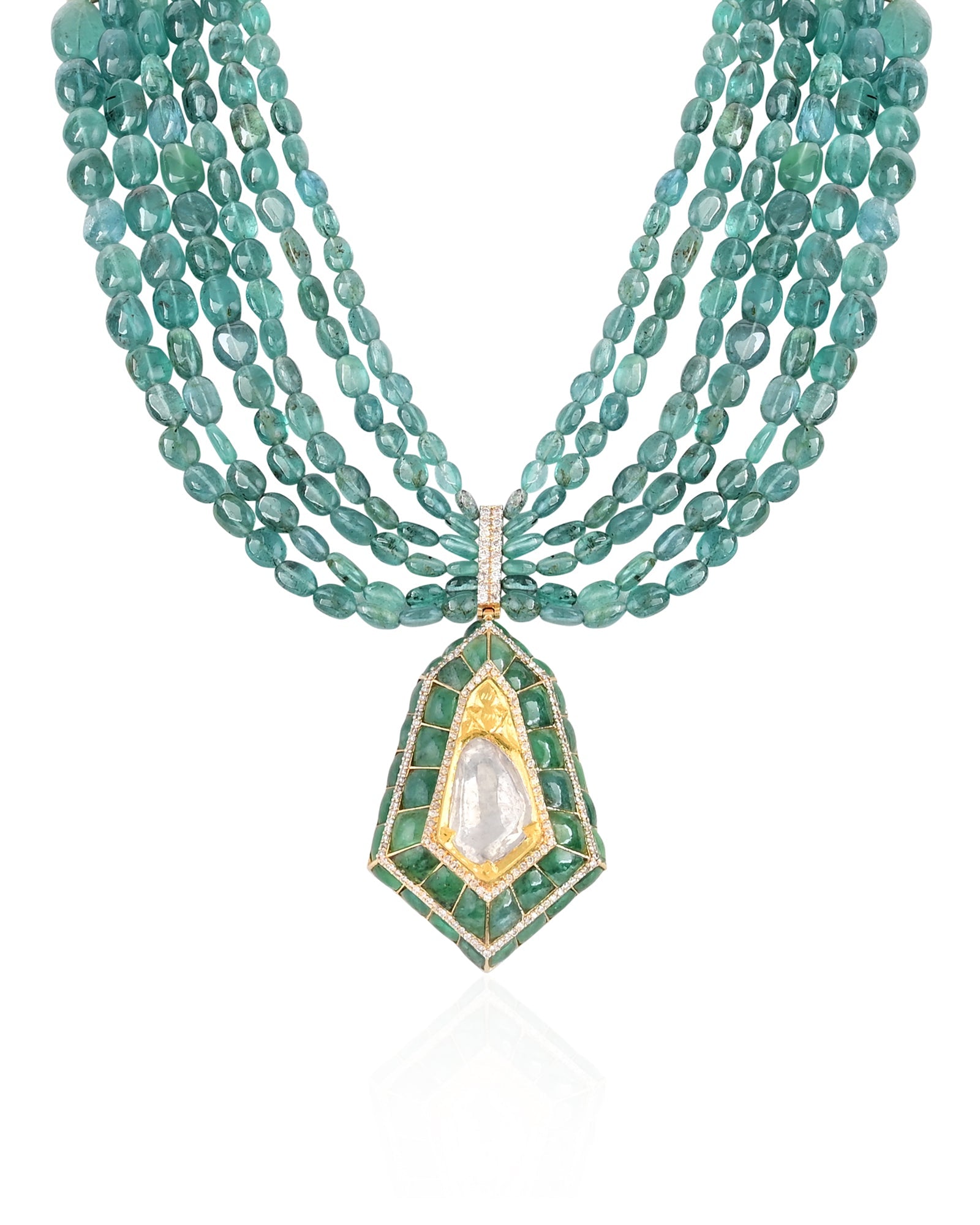 Shield It Emerald Necklace (Polki)