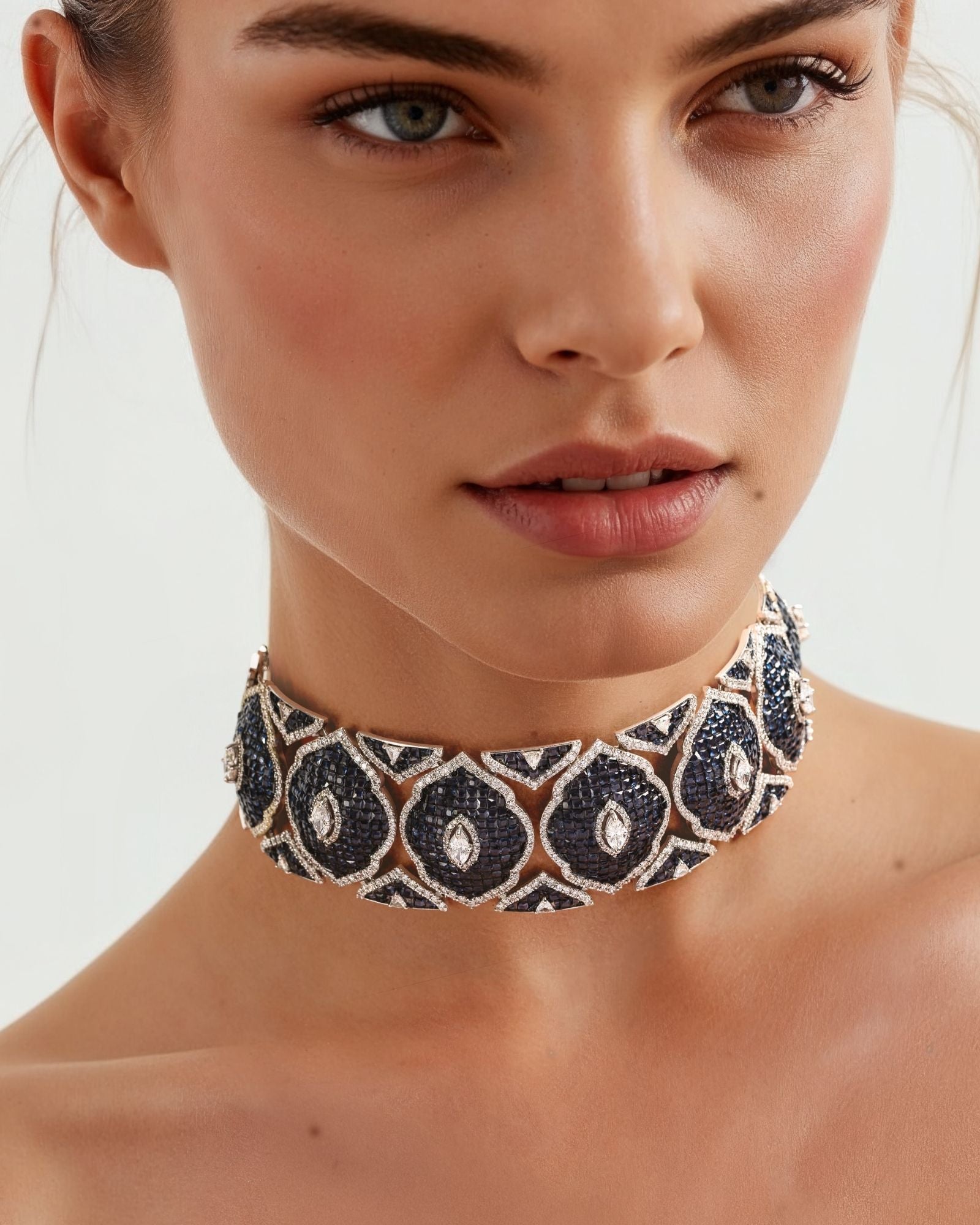 Blue Fleur Choker | AMARIS JEWELS | Fine Jewelry 
