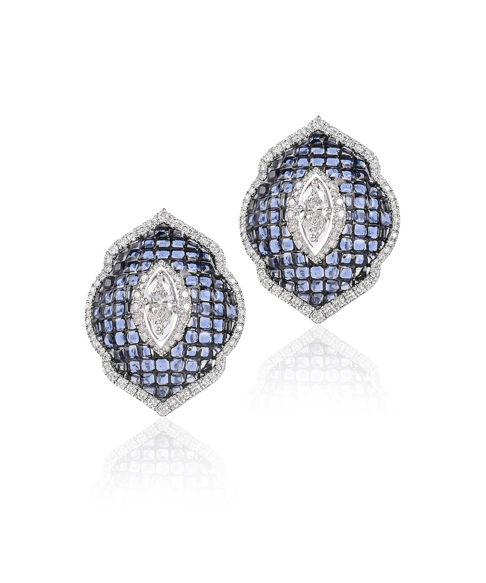 Blue Fleur Studs | AMARIS JEWELS | Fine Jewelry 