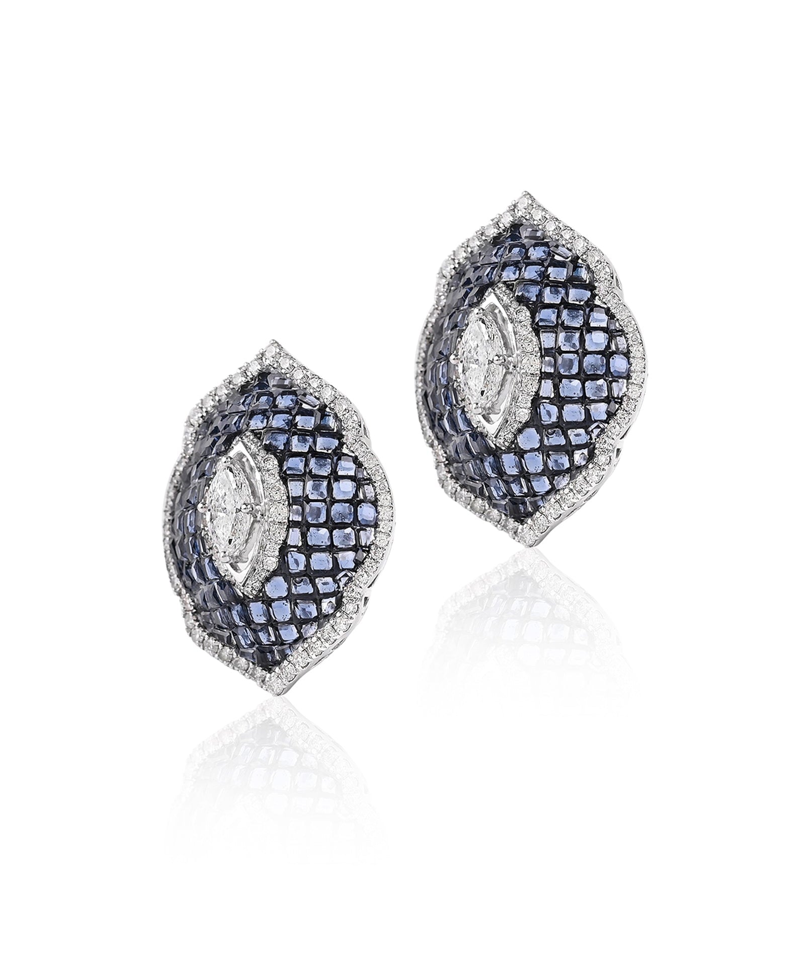 Blue Fleur Studs | AMARIS JEWELS | Fine Jewelry 