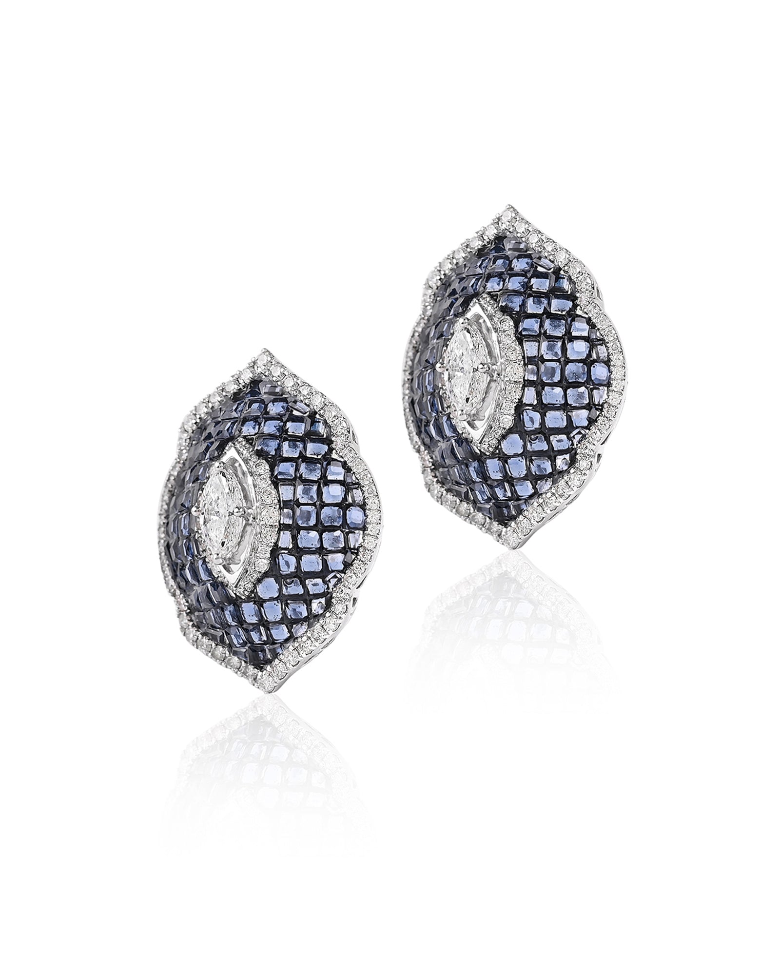 Blue Fleur Studs | AMARIS JEWELS | Fine Jewelry 