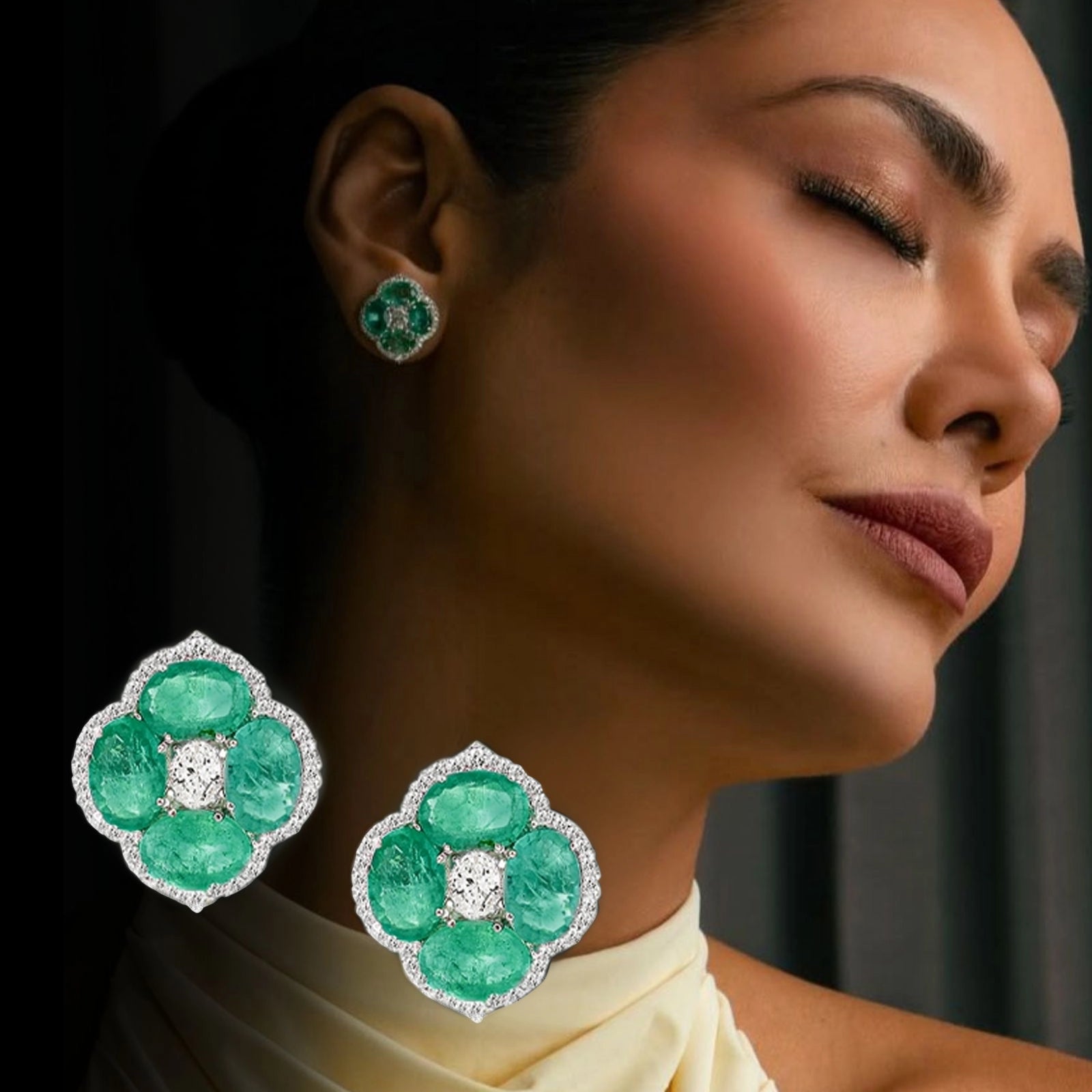 Calliope Mini Emerald Studs | AMARIS JEWELS | Fine Jewelry 