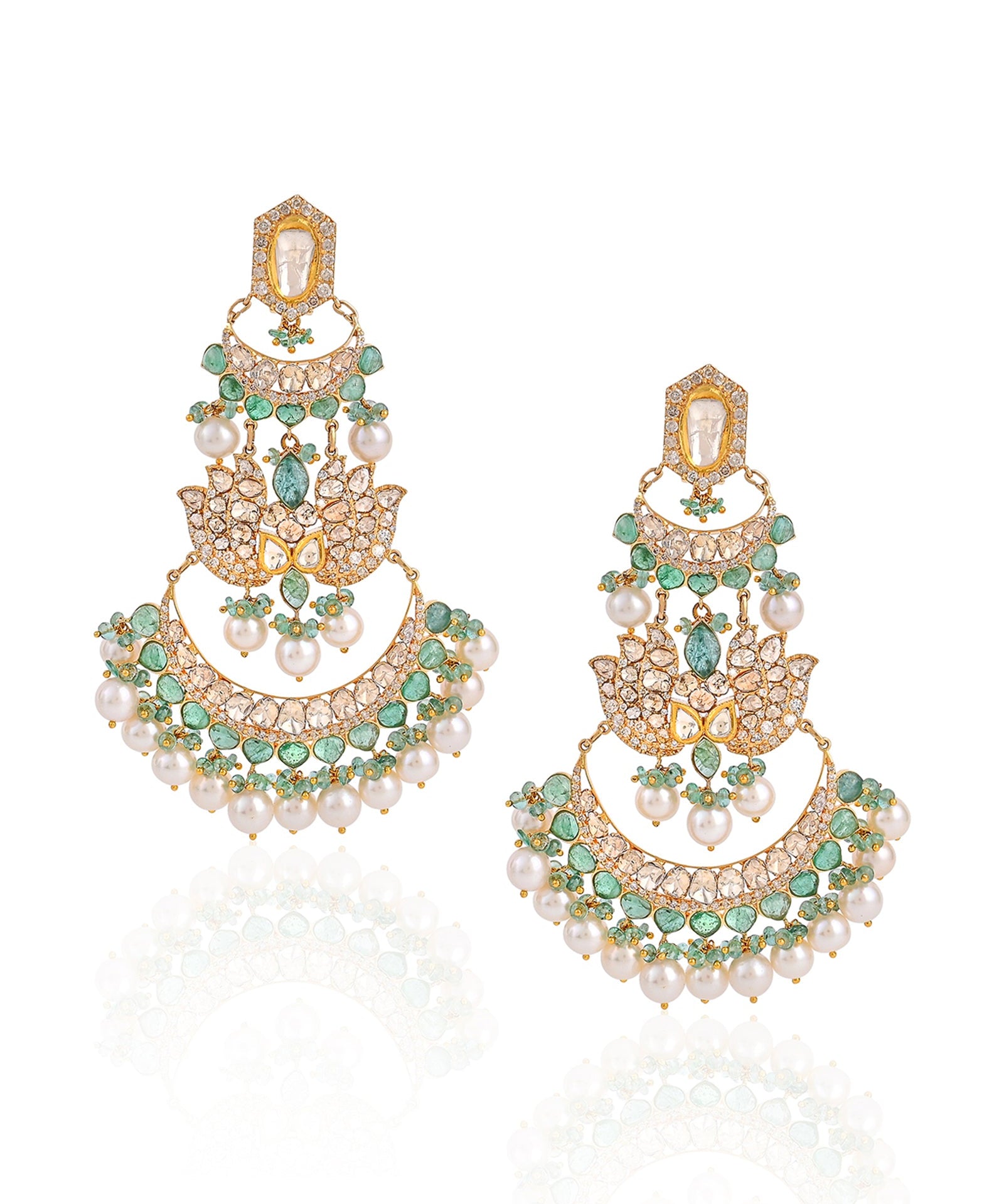 Emerald Connect Chandbalis | AMARIS JEWELS | Fine Jewelry 