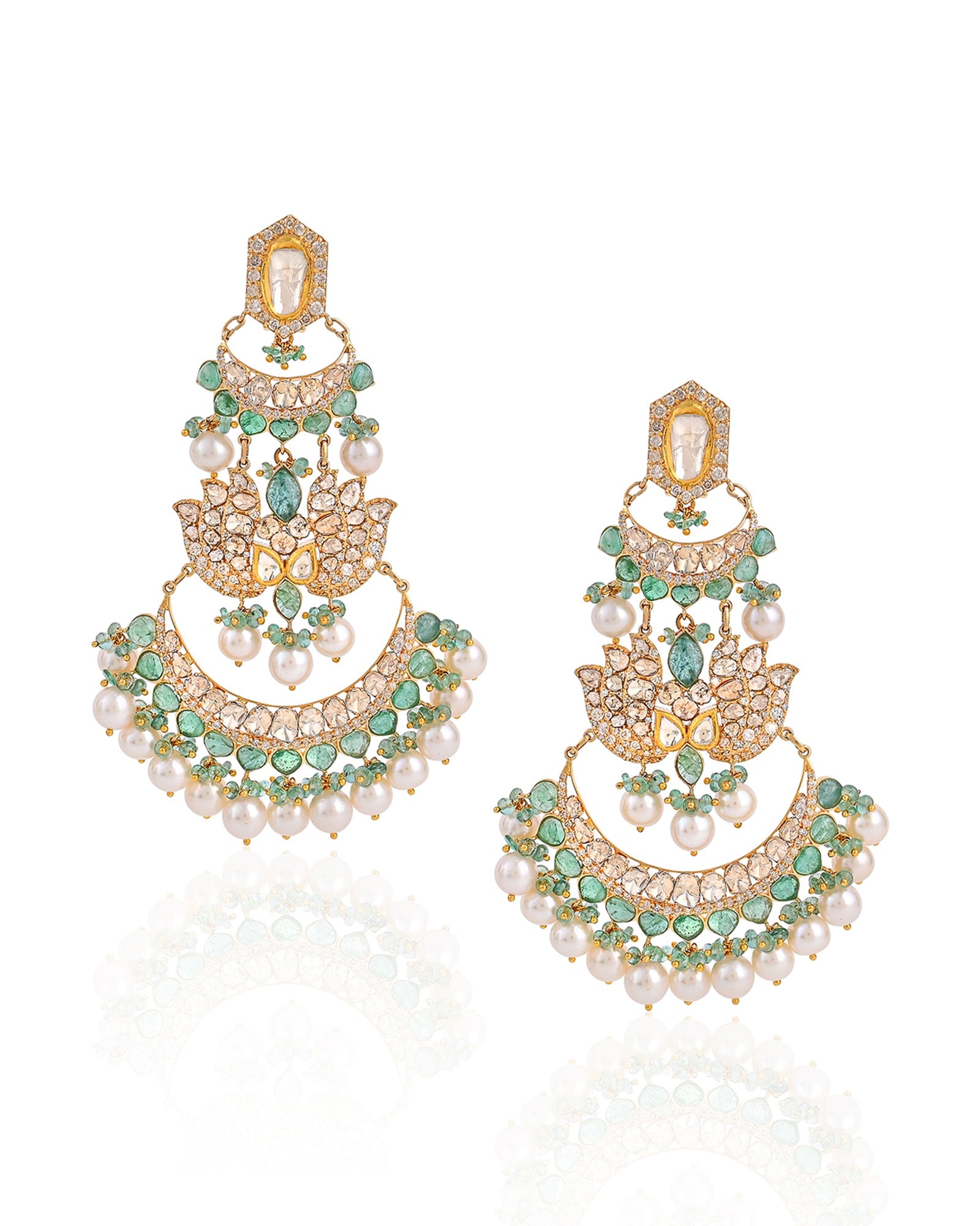 Emerald Connect Chandbalis | AMARIS JEWELS | Fine Jewelry 