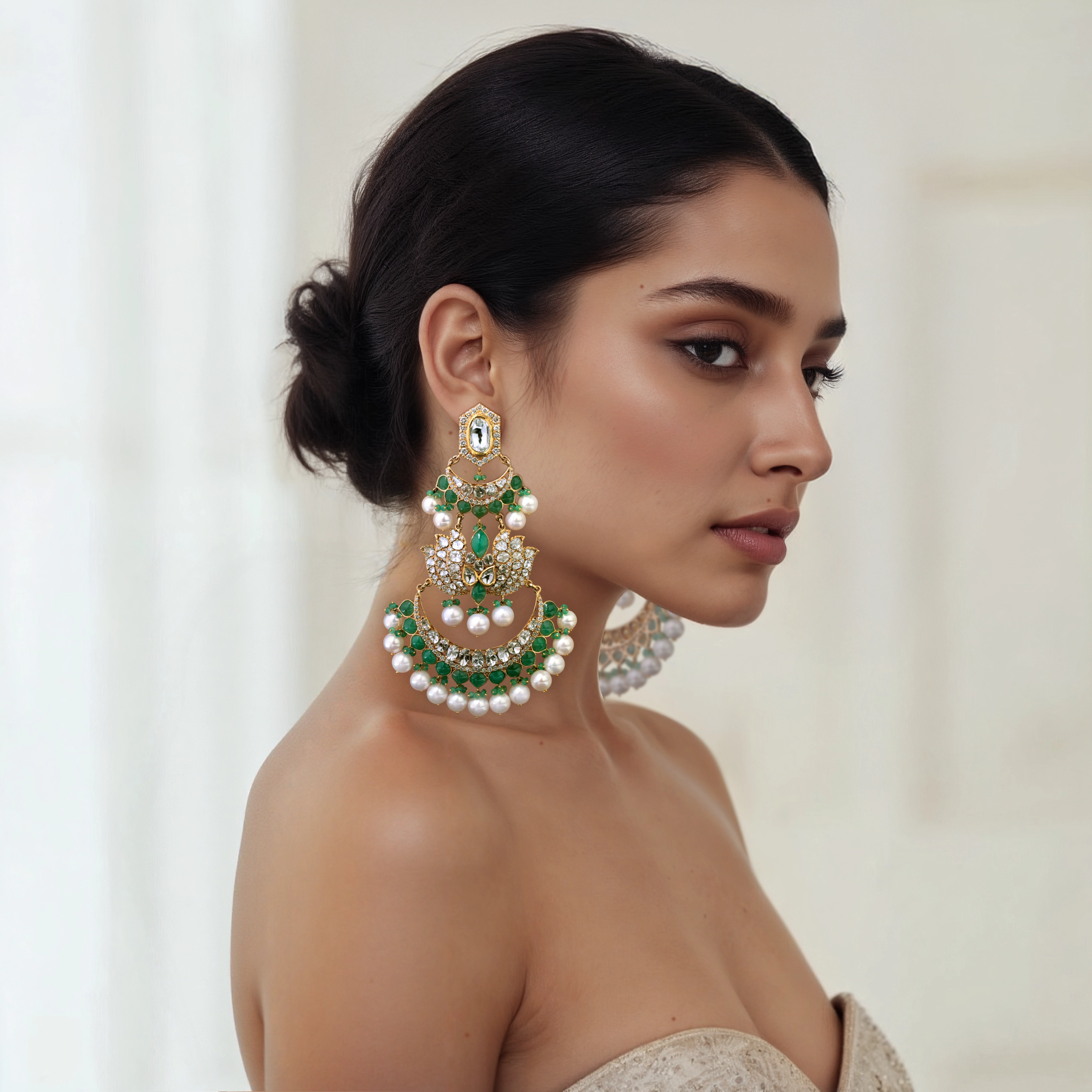 Emerald Connect Chandbalis | AMARIS JEWELS | Fine Jewelry 