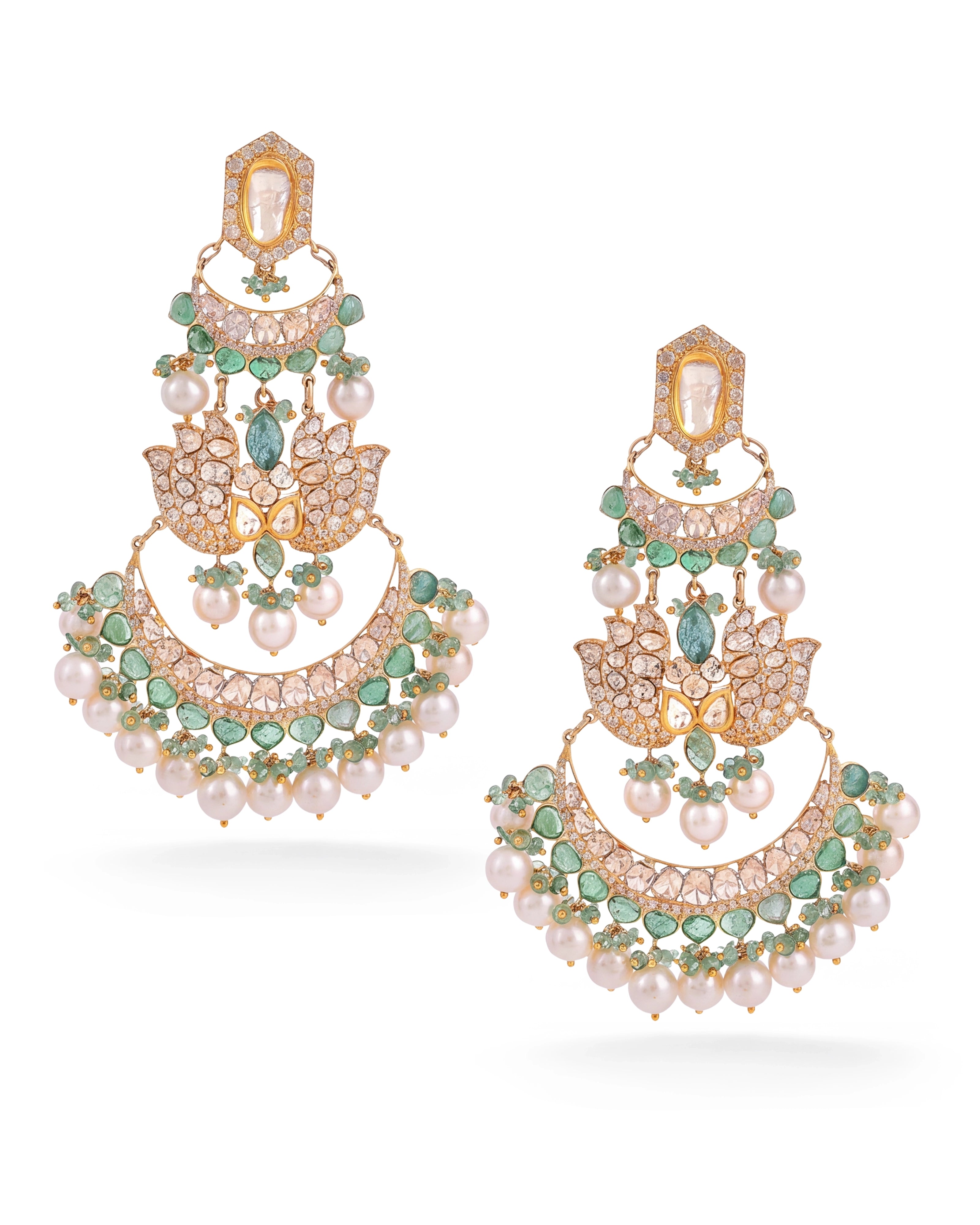 Emerald Connect Chandbalis | AMARIS JEWELS | Fine Jewelry