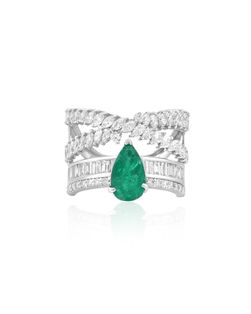 Emerald Cross Ring