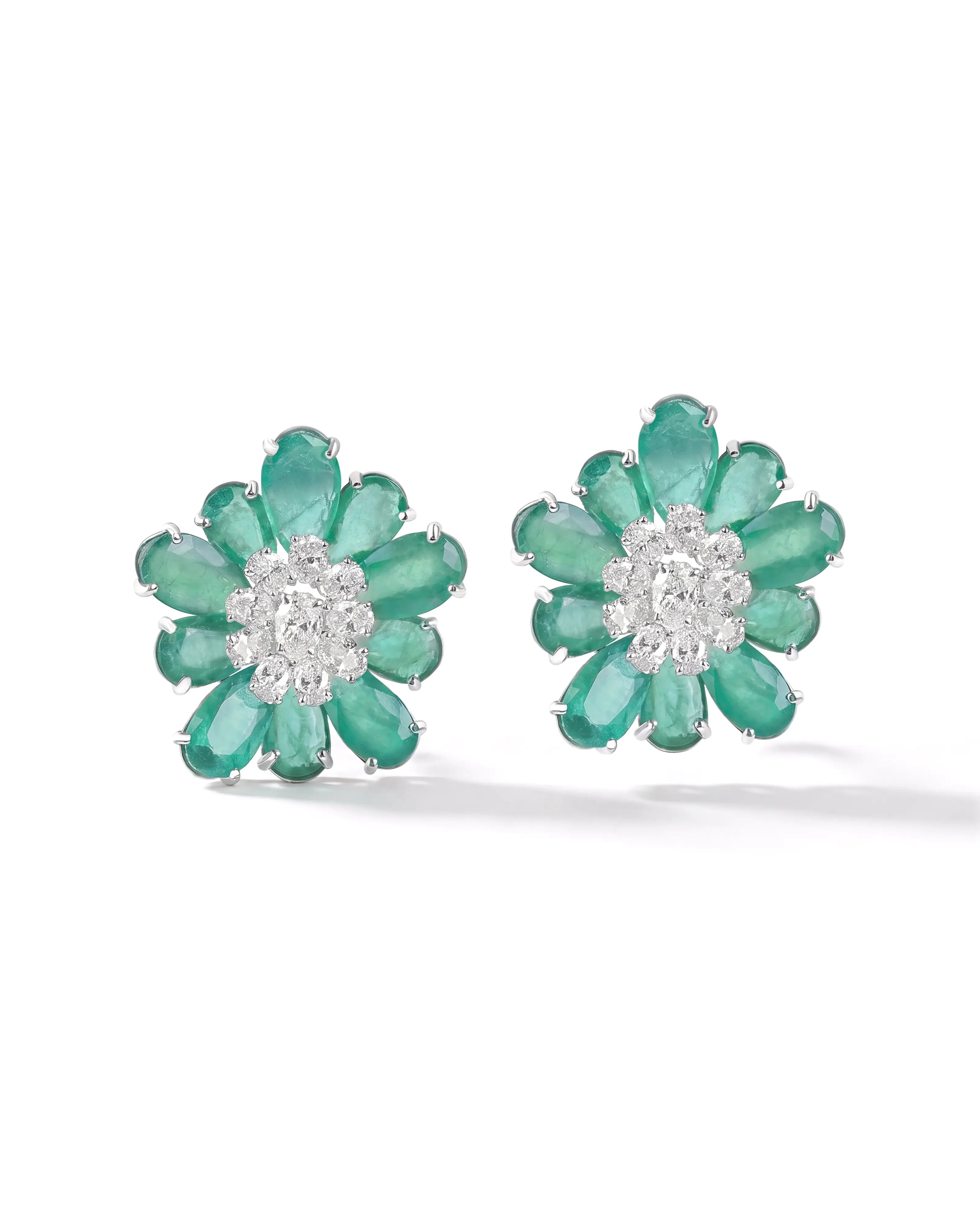 Emerald Daisy Earrings | AMARIS JEWELS | Fine Jewelry