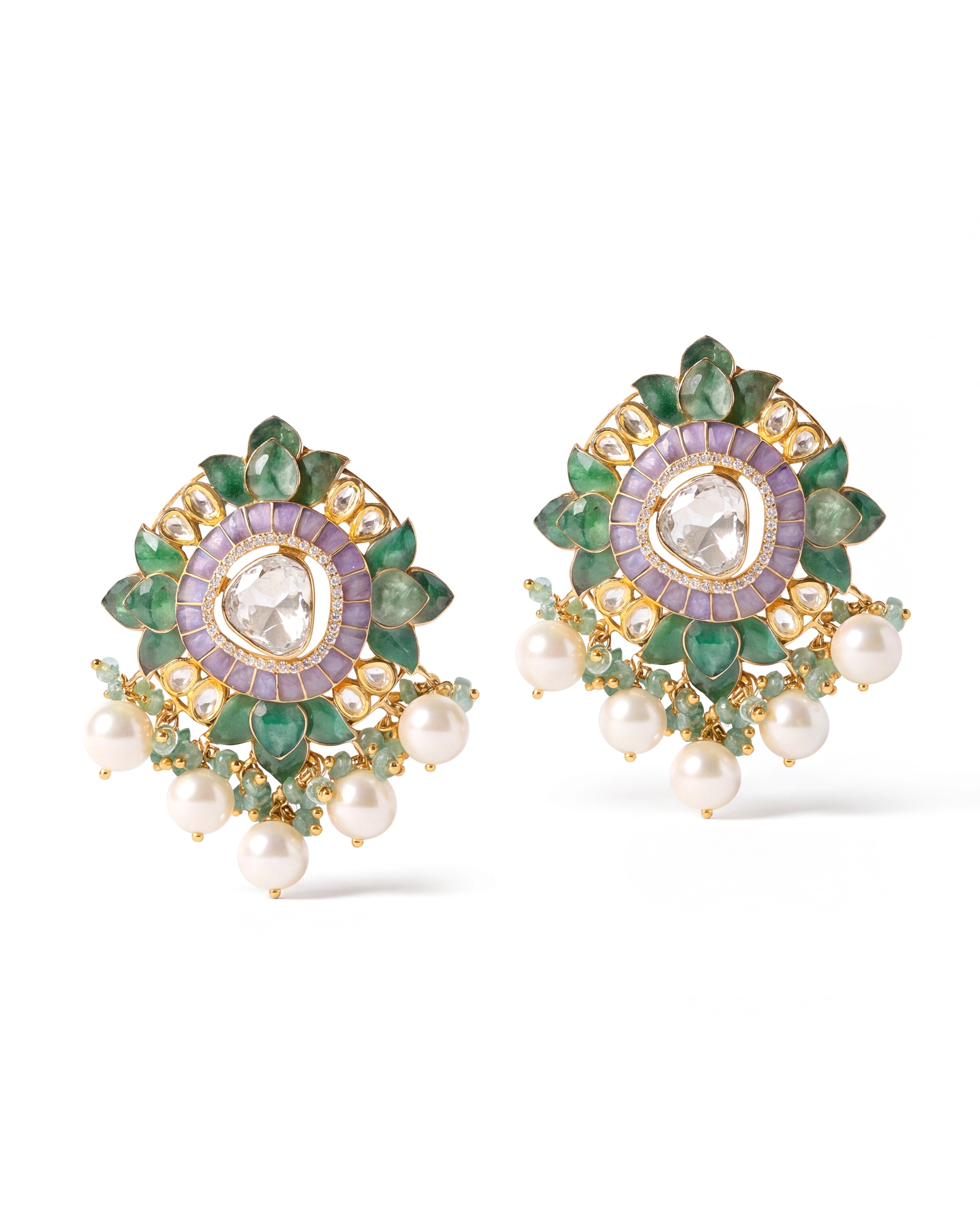 Emerald Gardenia Earrings | AMARIS JEWELS | Fine Jewelry