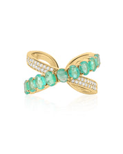 Emerald Halo Line Ring | AMARIS JEWELS | Fine Jewelry