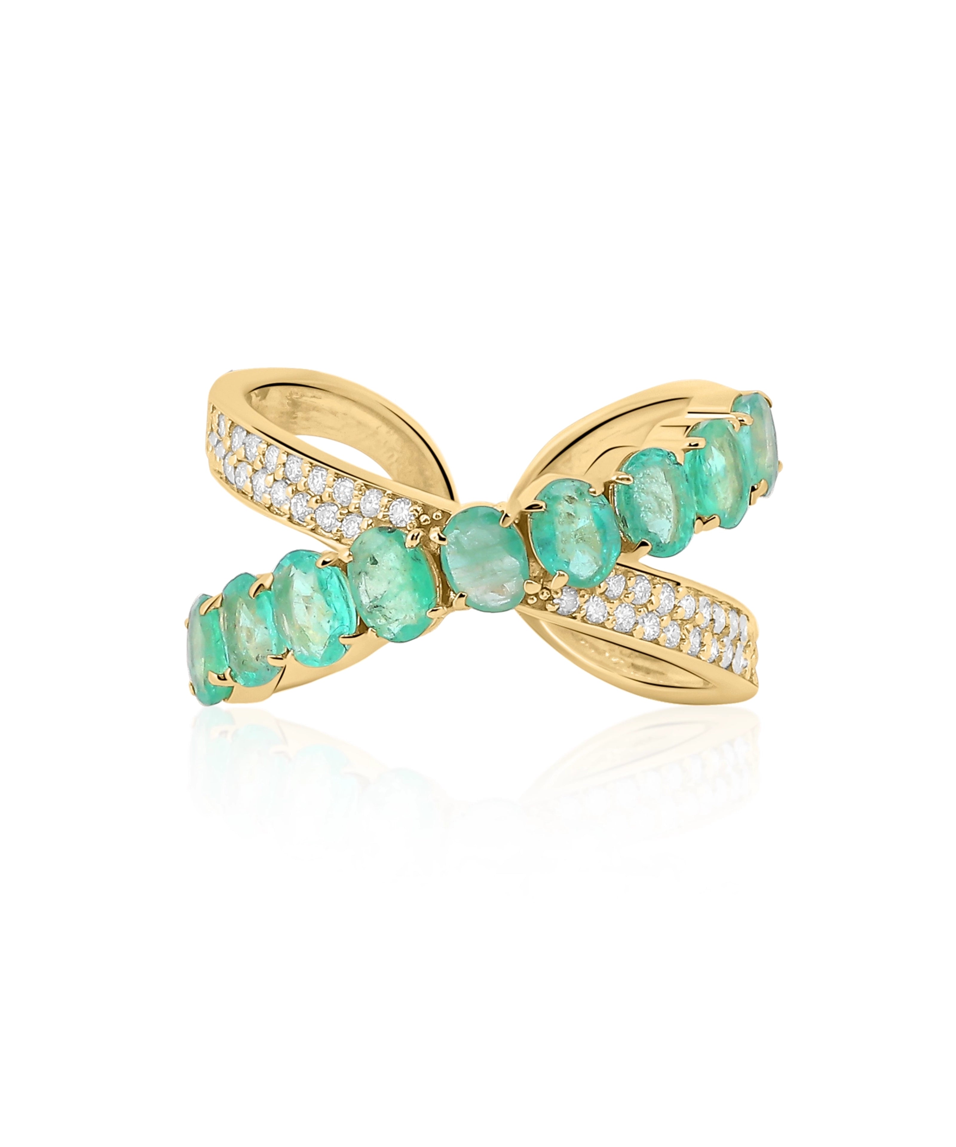 Emerald Halo Line Ring | AMARIS JEWELS | Fine Jewelry