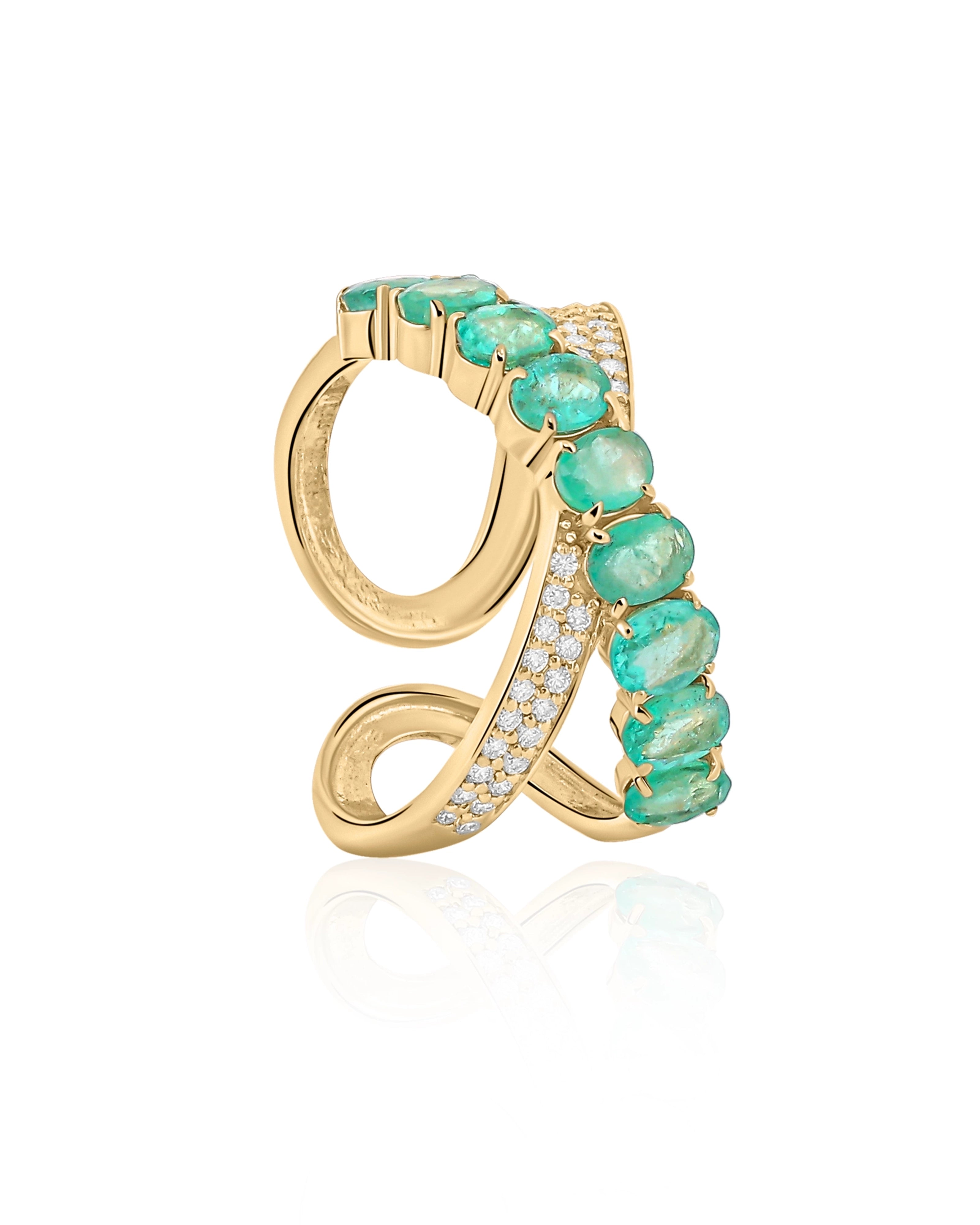 Emerald Halo Line Ring | AMARIS JEWELS | Fine Jewelry