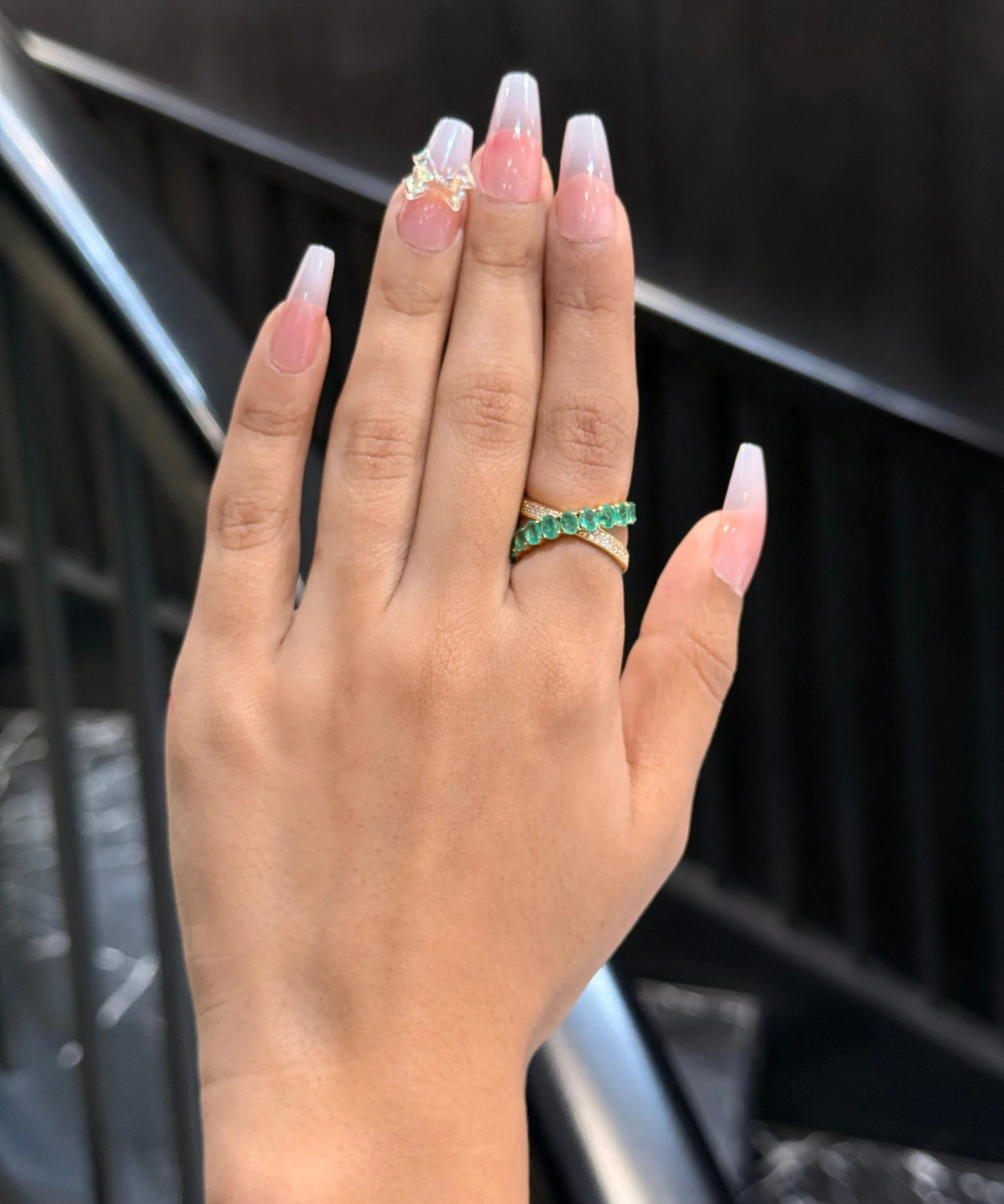 Emerald Halo Line Ring | AMARIS JEWELS | Fine Jewelry