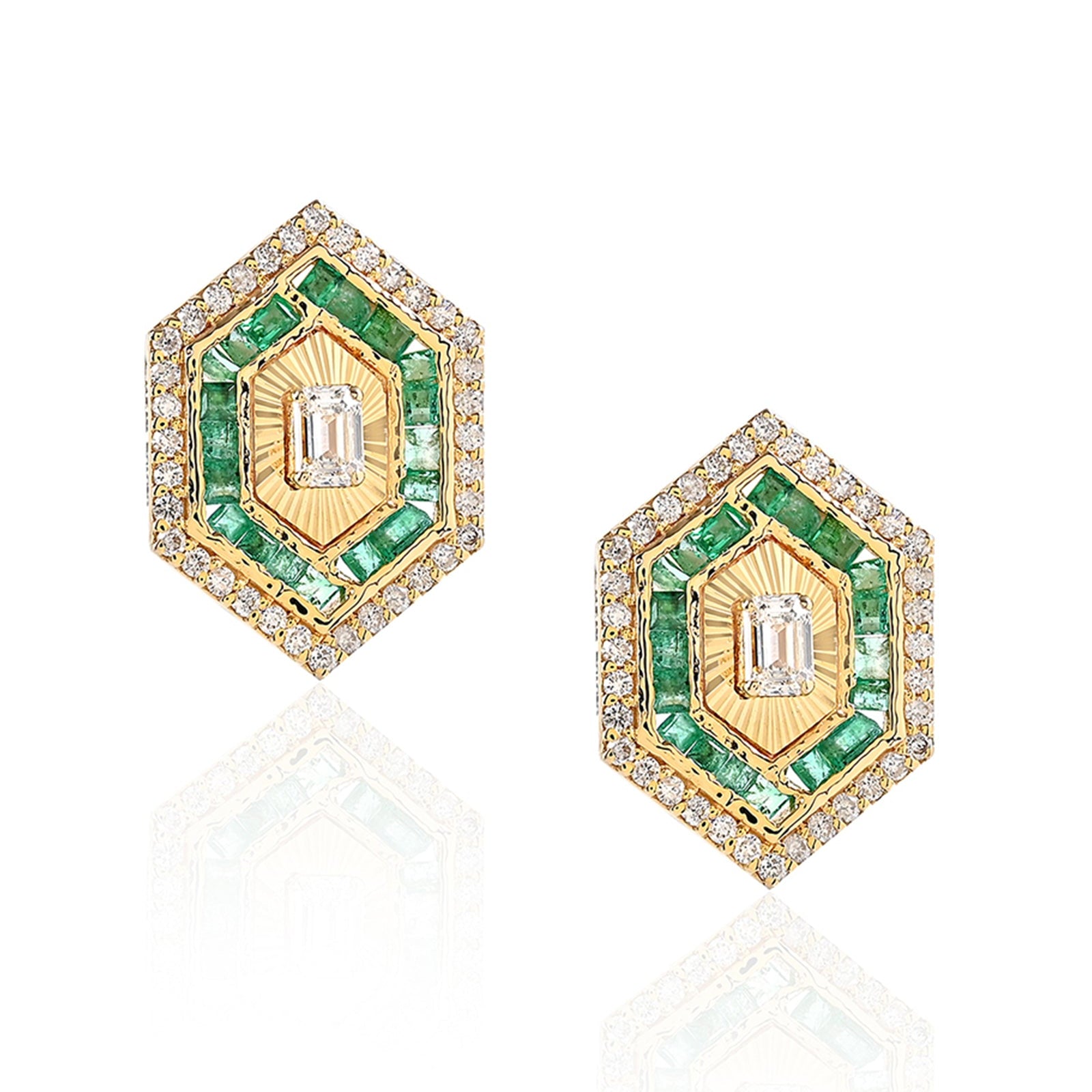 Emerald Hexa Studs | AMARIS JEWELS | Fine Jewelry 