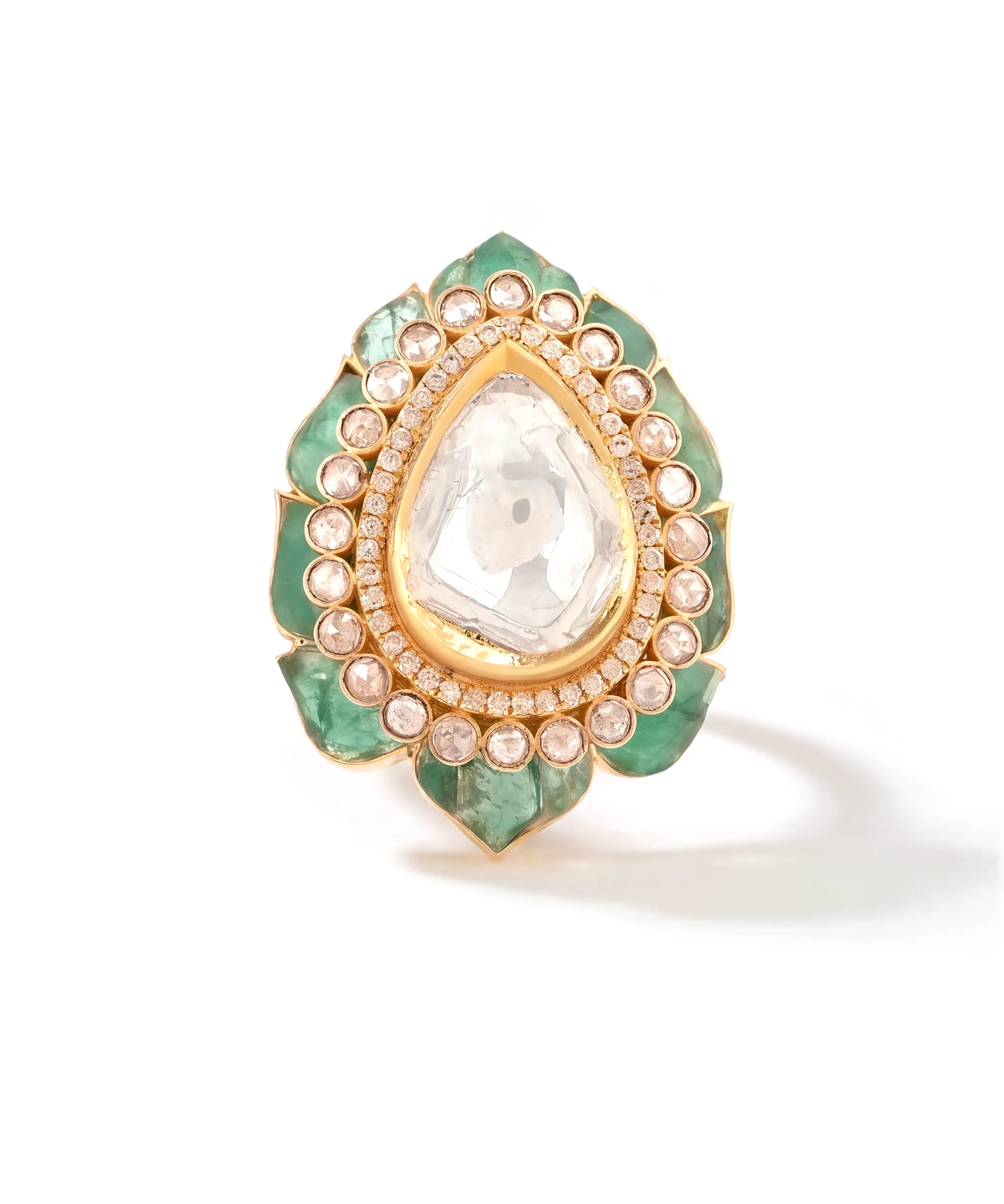 Emerald Lotus Ring | AMARIS JEWELS | Fine Jewelry