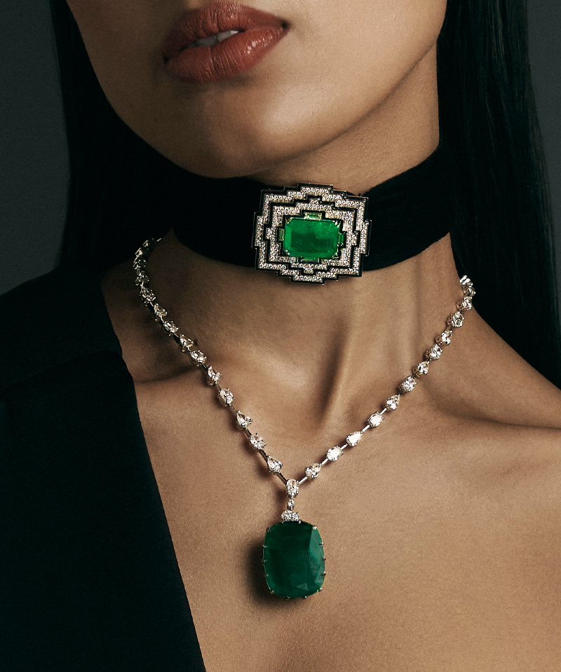 Emerald Plush Choker | AMARIS JEWELS | Fine Jewelry 