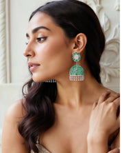 Emerald Swirl Diamond Jhumkas | AMARIS JEWELS | Fine Jewelry 