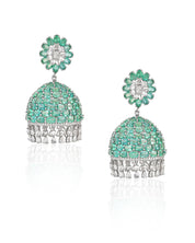 Emerald Swirl Diamond Jhumkas | AMARIS JEWELS | Fine Jewelry 