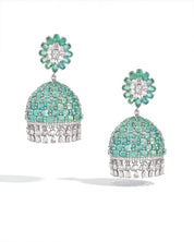 Emerald Swirl Diamond Jhumkas | AMARIS JEWELS | Fine Jewelry