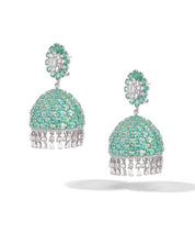 Emerald Swirl Diamond Jhumkas | AMARIS JEWELS | Fine Jewelry