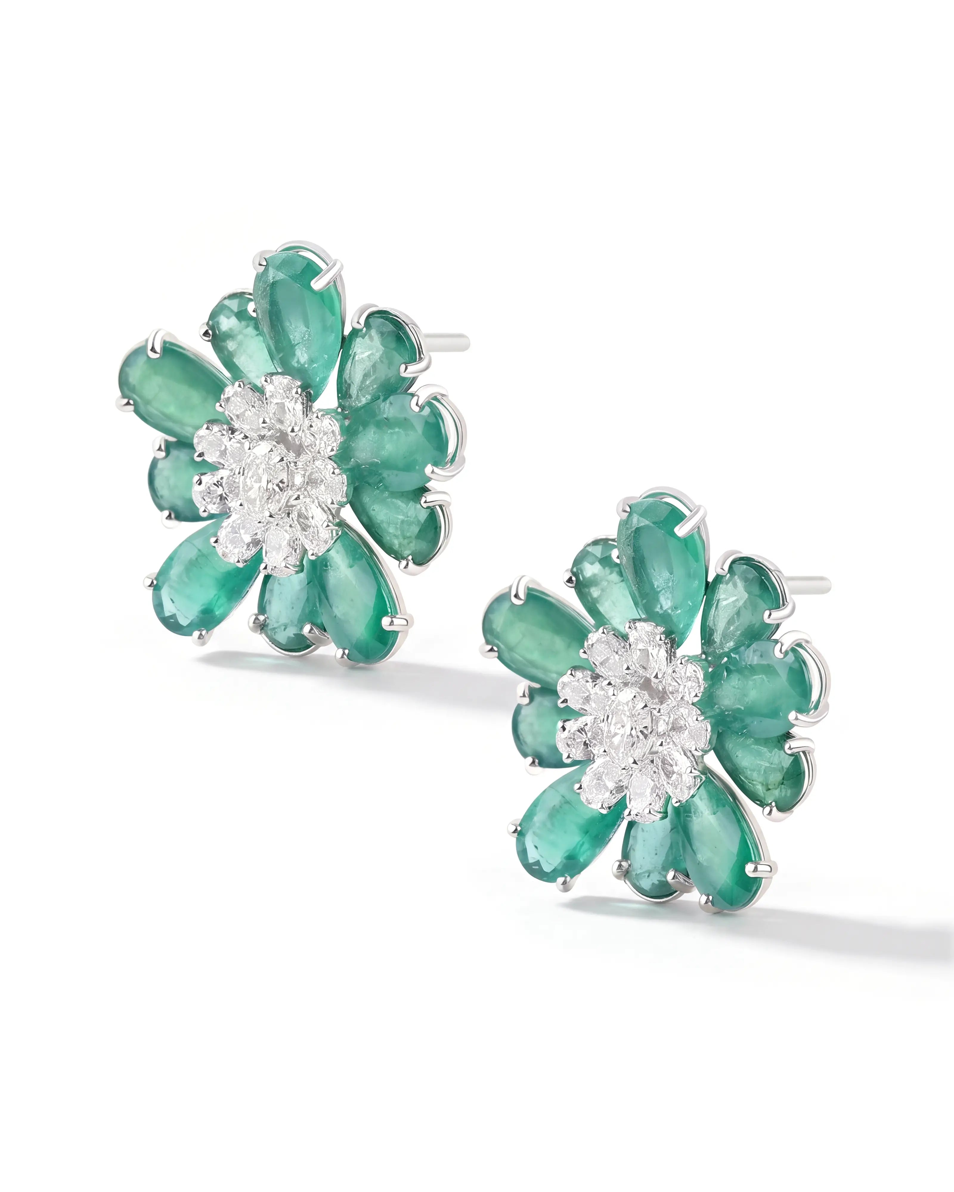 Emerald Daisy Earrings