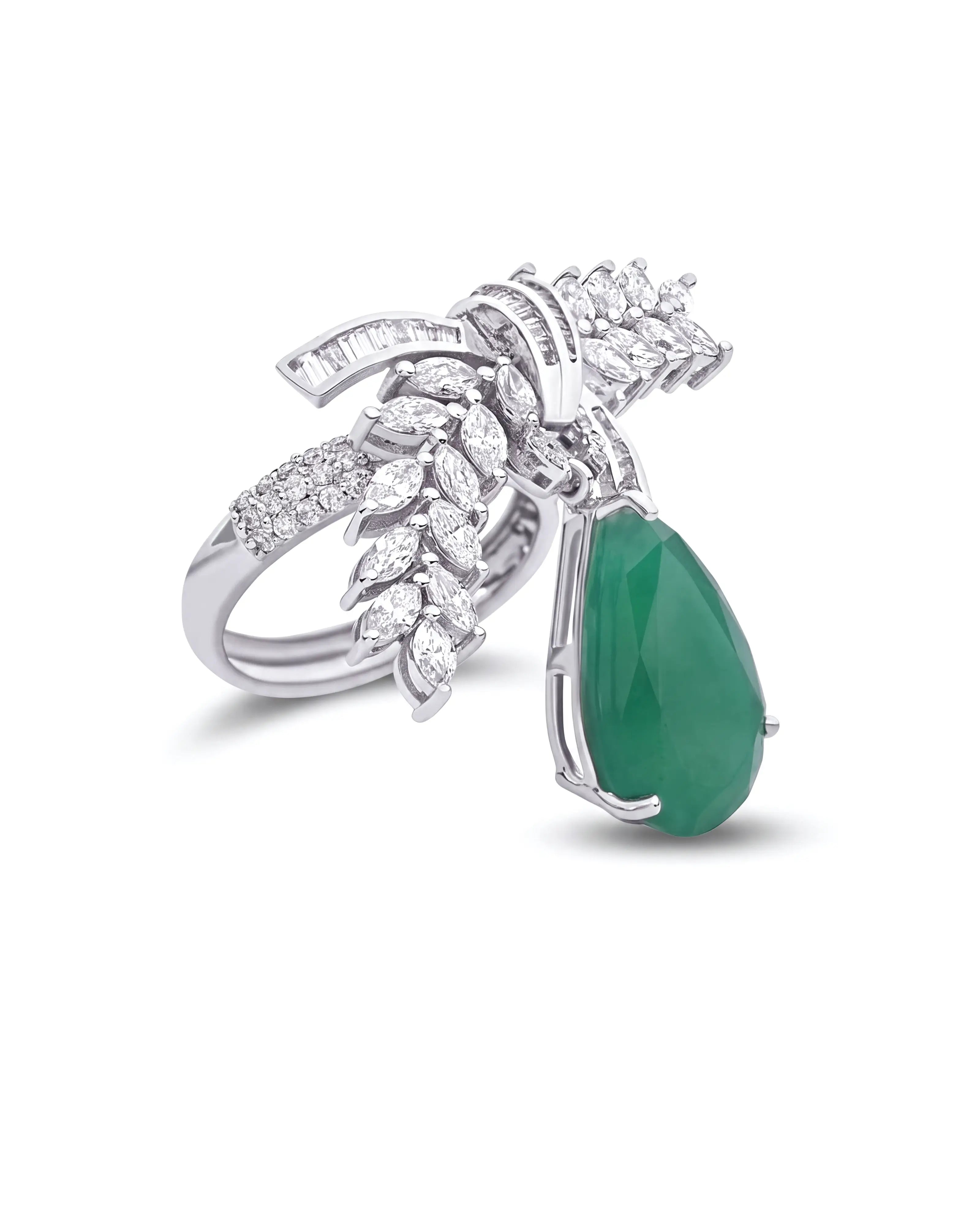 Emerald Plume Emerald Ring