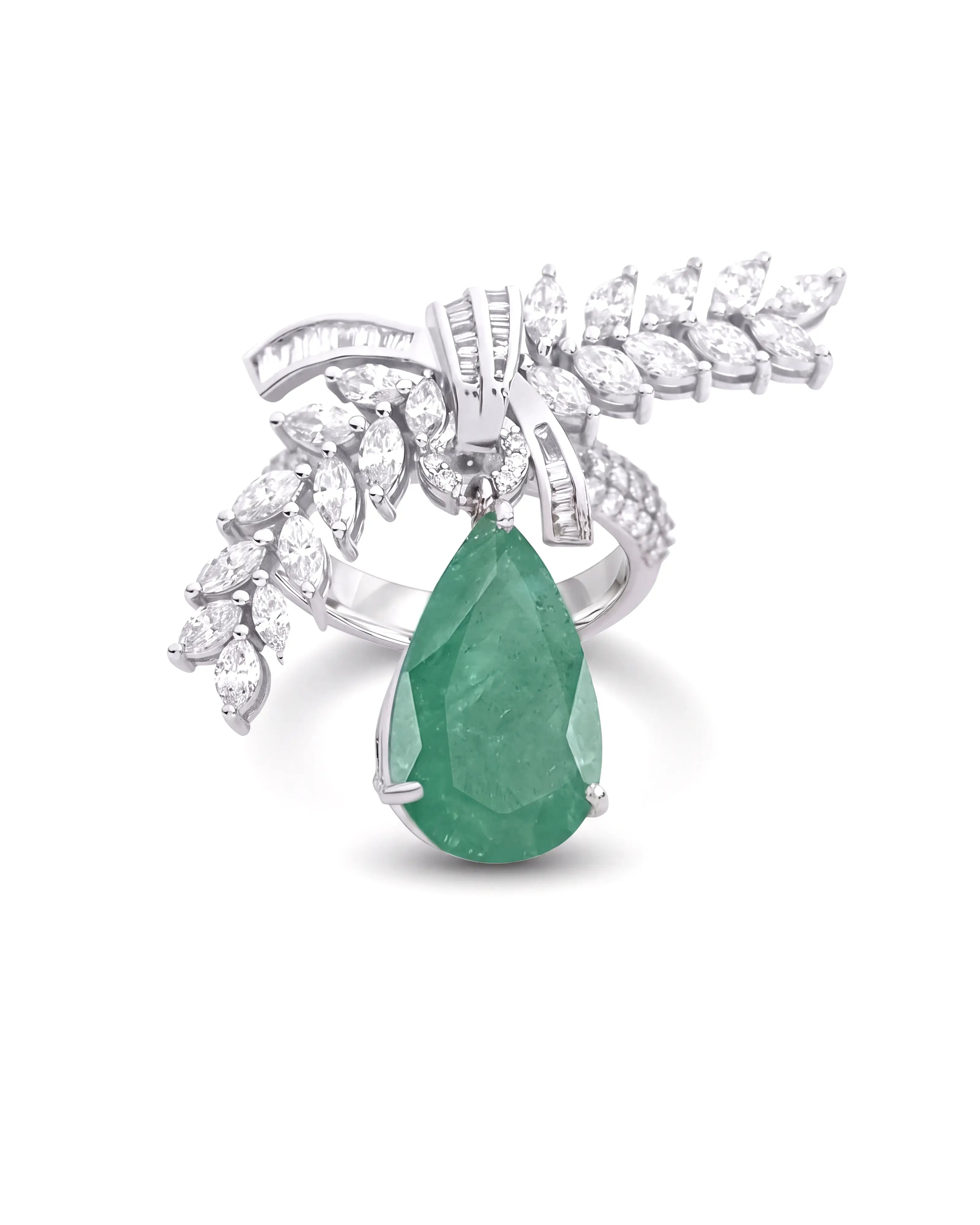 Emerald Plume Emerald Ring