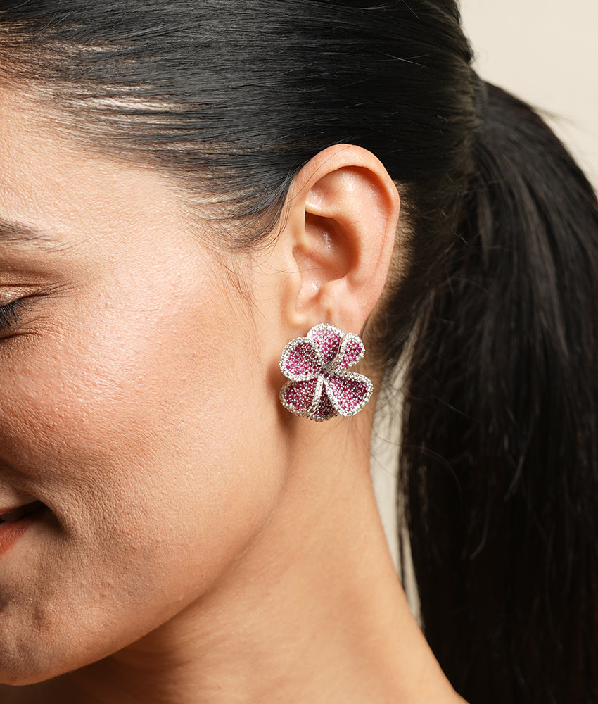 Hydrangea Earrings (Ruby) | AMARIS JEWELS | Fine Jewelry 