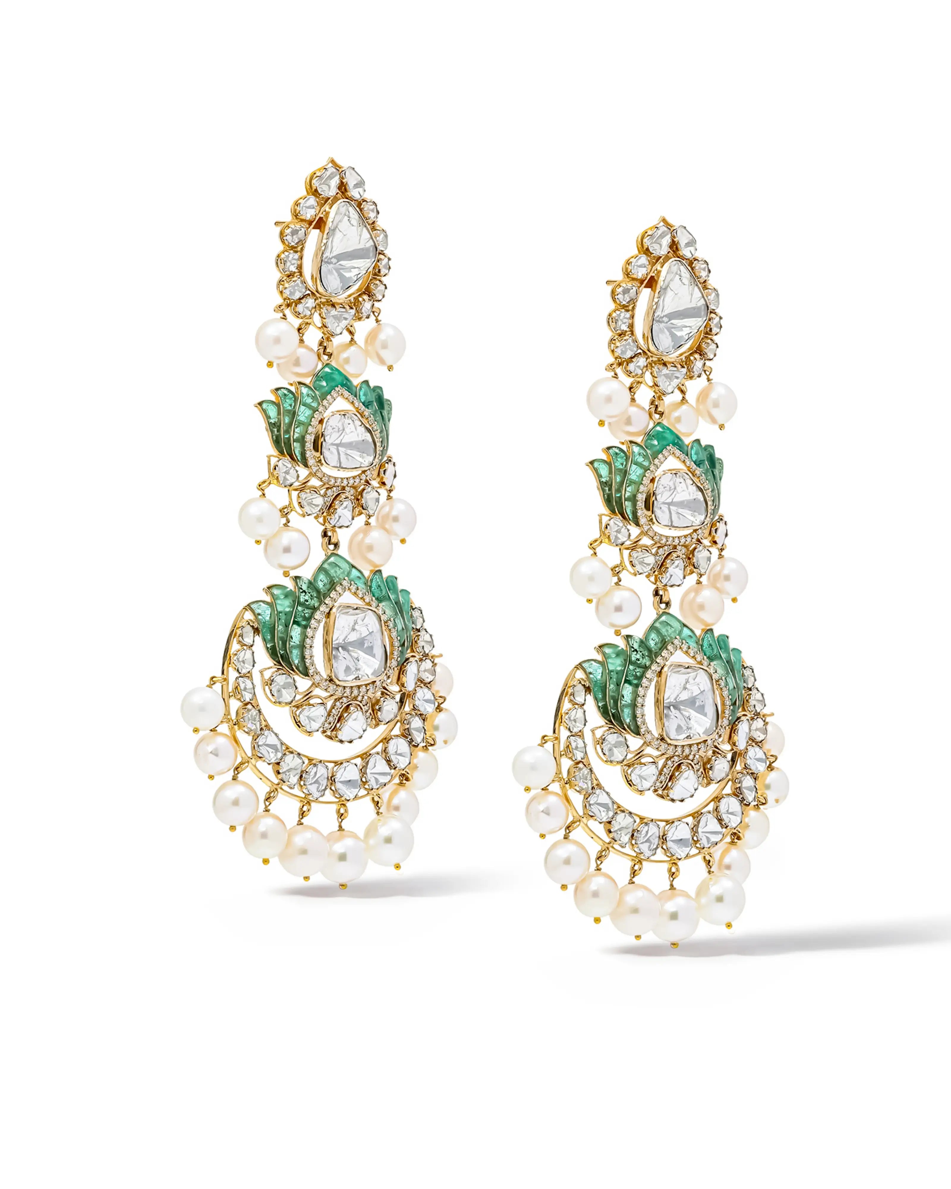 Jaisalmer Lotus Emerald Earrings | AMARIS JEWELS | Fine Jewelry