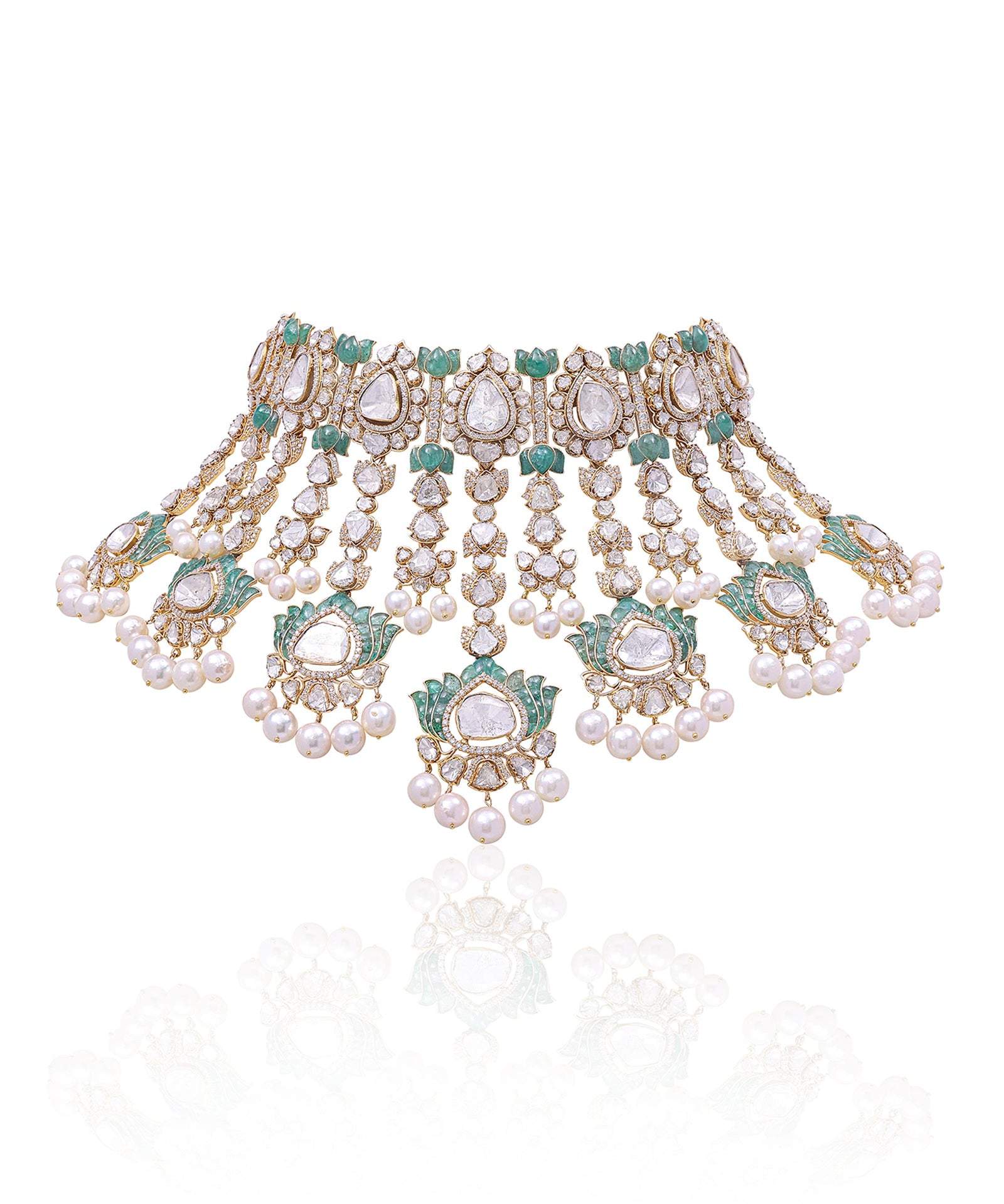 Jaisalmer Lotus Emerald Necklace | AMARIS JEWELS | Fine Jewelry 