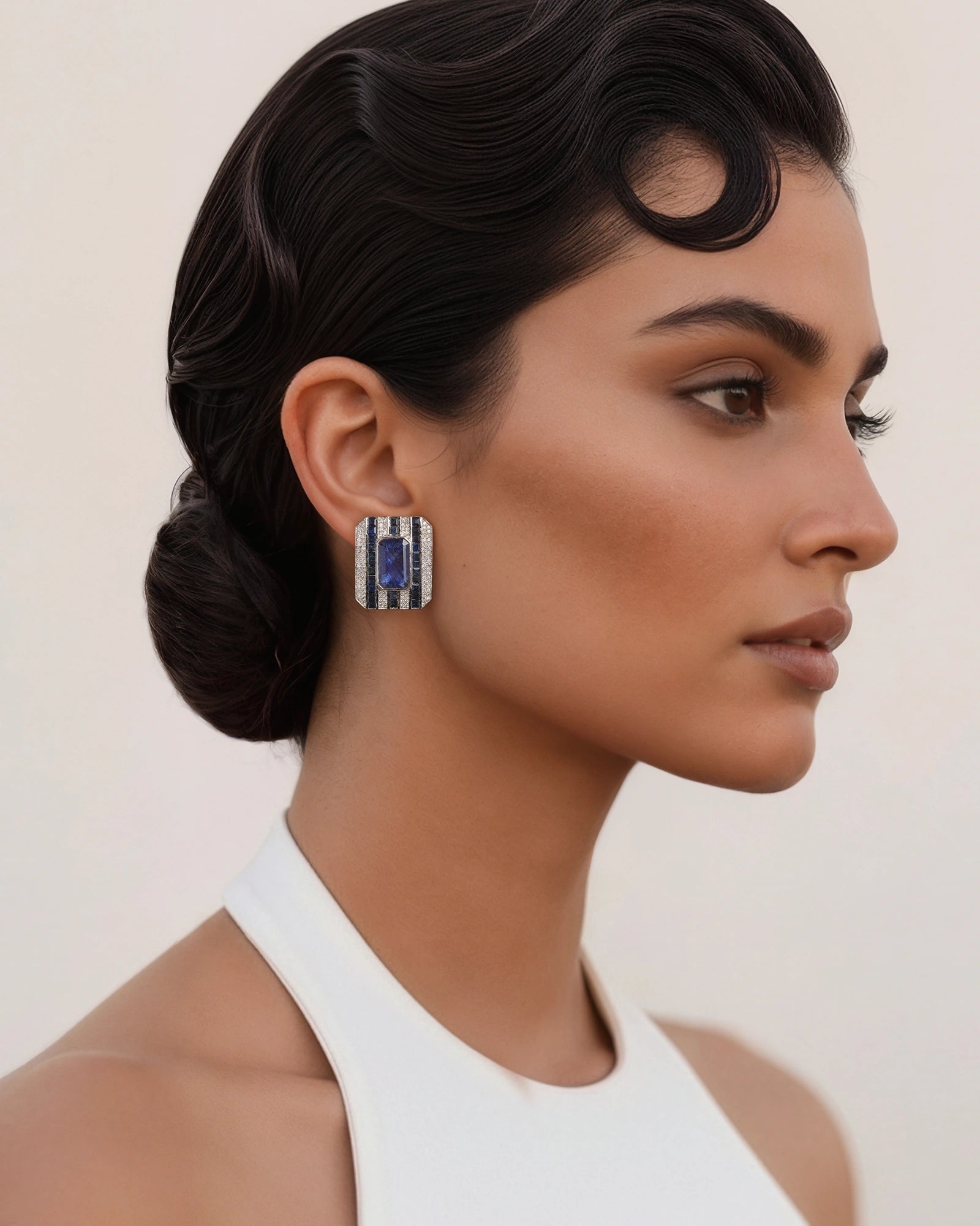 Mondrian Earrings (Blue Sapphires) | AMARIS JEWELS | Fine Jewelry 