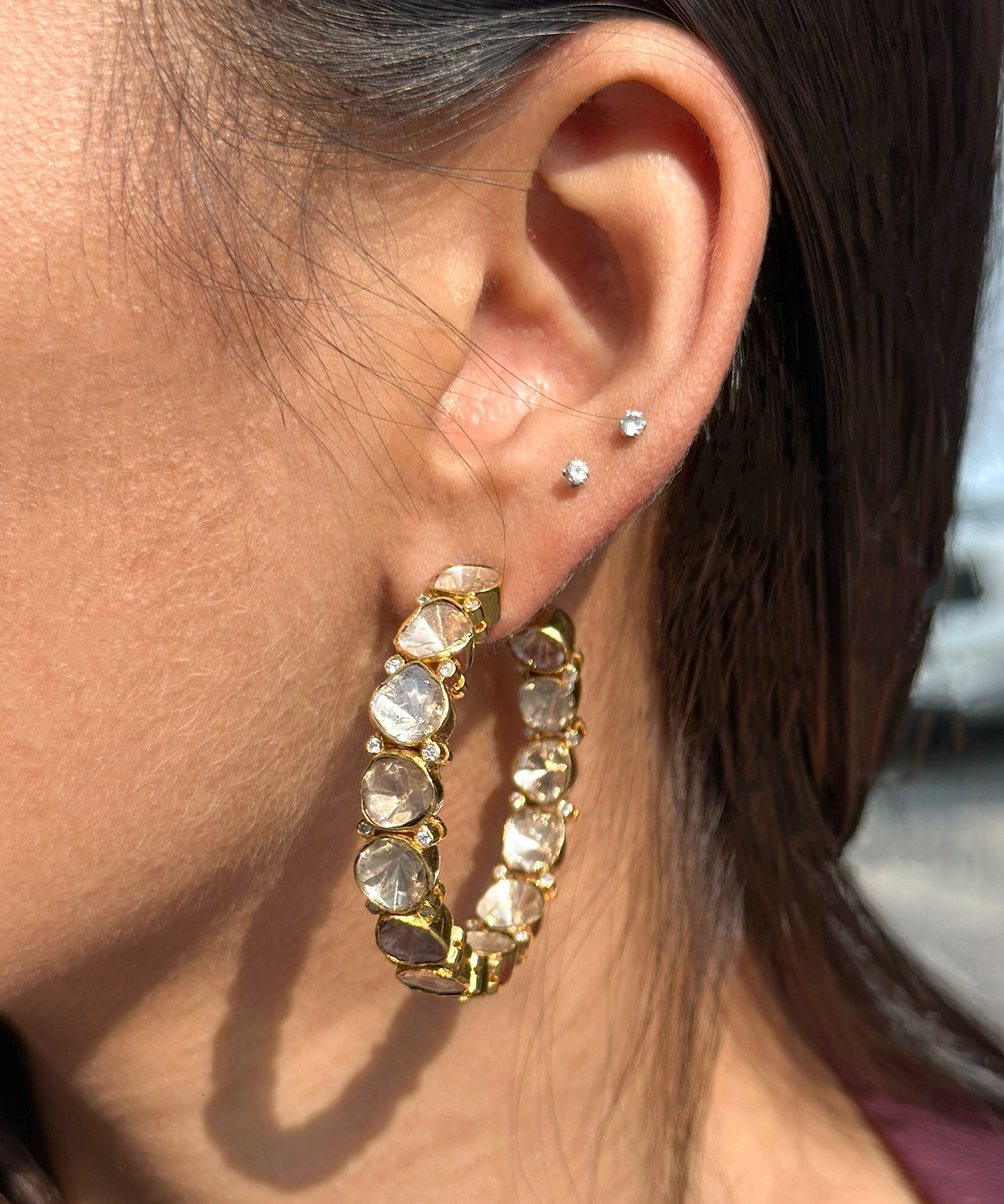 Polki Power Hoops | AMARIS JEWELS | Fine Jewelry 