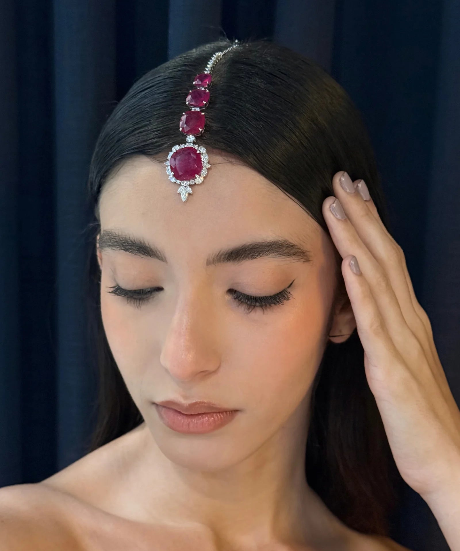Ruby Eclipse Maang tikka | AMARIS JEWELS | Fine Jewelry