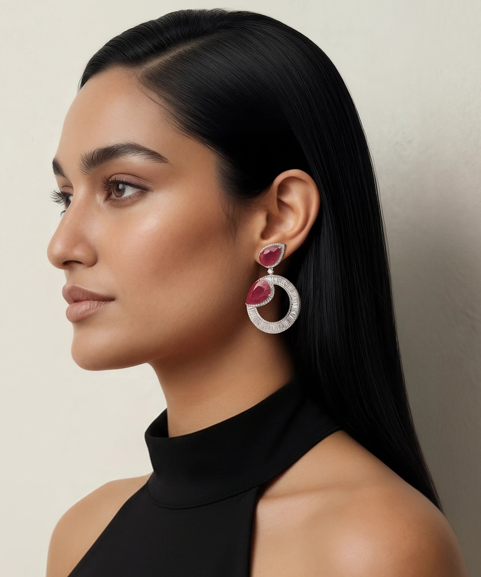 Ruby Halo Earrings | AMARIS JEWELS | Fine Jewelry 
