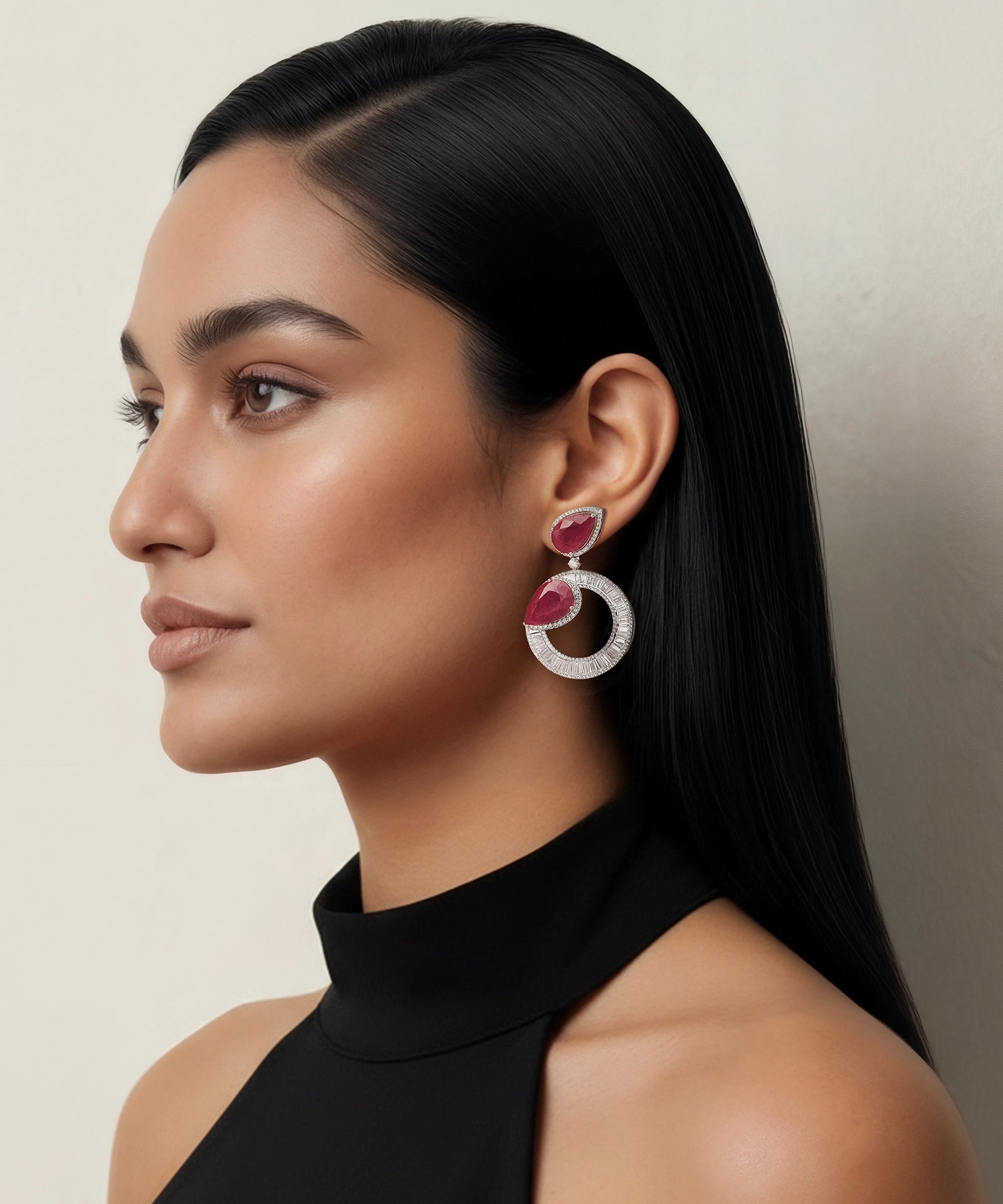 Ruby Halo Earrings | AMARIS JEWELS | Fine Jewelry 