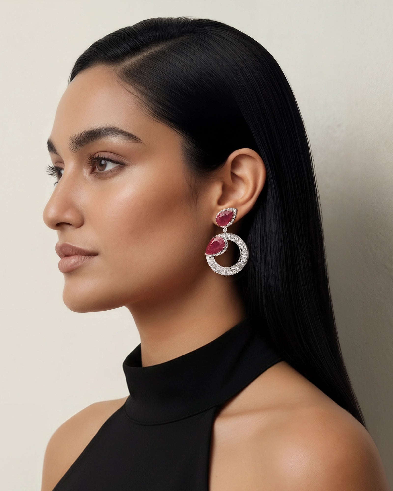 Ruby Halo Earrings | AMARIS JEWELS | Fine Jewelry 