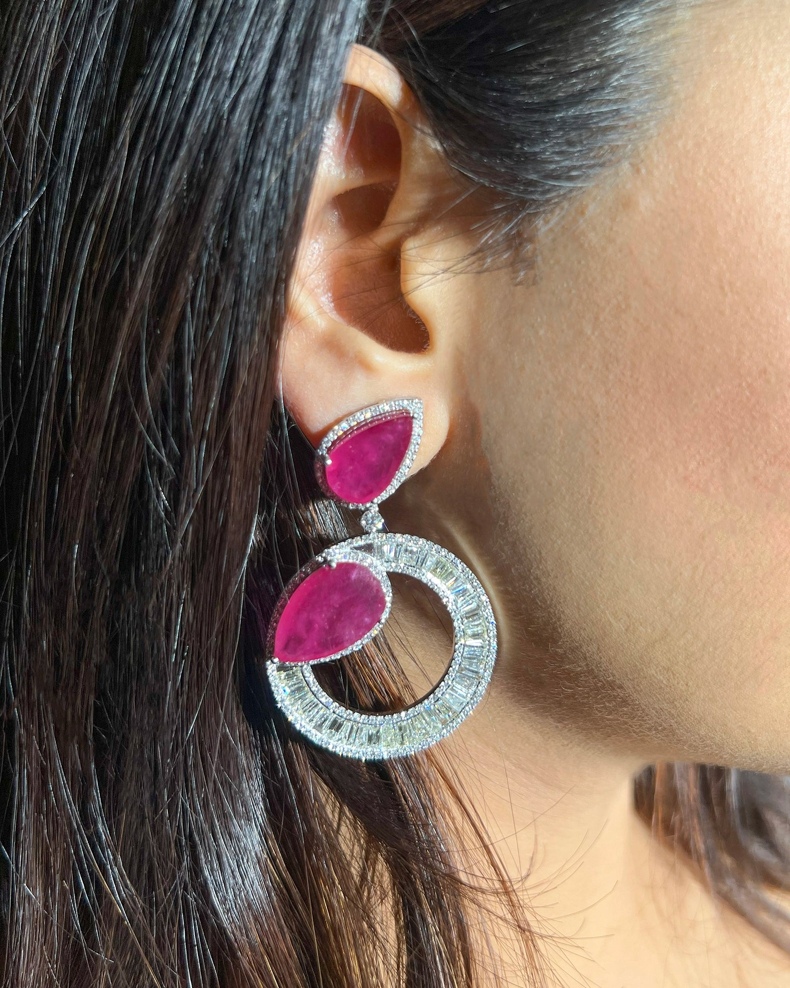 Ruby Halo Earrings | AMARIS JEWELS | Fine Jewelry 