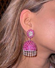 Ruby Swirl Diamond Jhumkas | AMARIS JEWELS | Fine Jewelry 