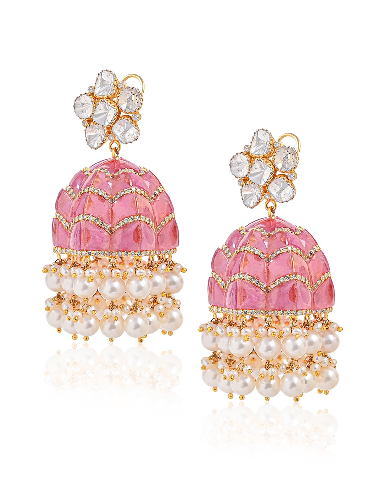 Ruby Swirl Jhumkas | AMARIS JEWELS | Fine Jewelry 