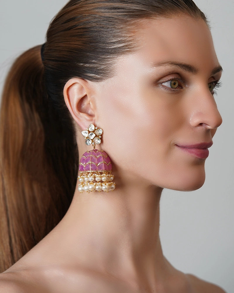 Ruby Swirl Jhumkas | AMARIS JEWELS | Fine Jewelry 