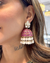 Ruby Swirl Jhumkas | AMARIS JEWELS | Fine Jewelry 