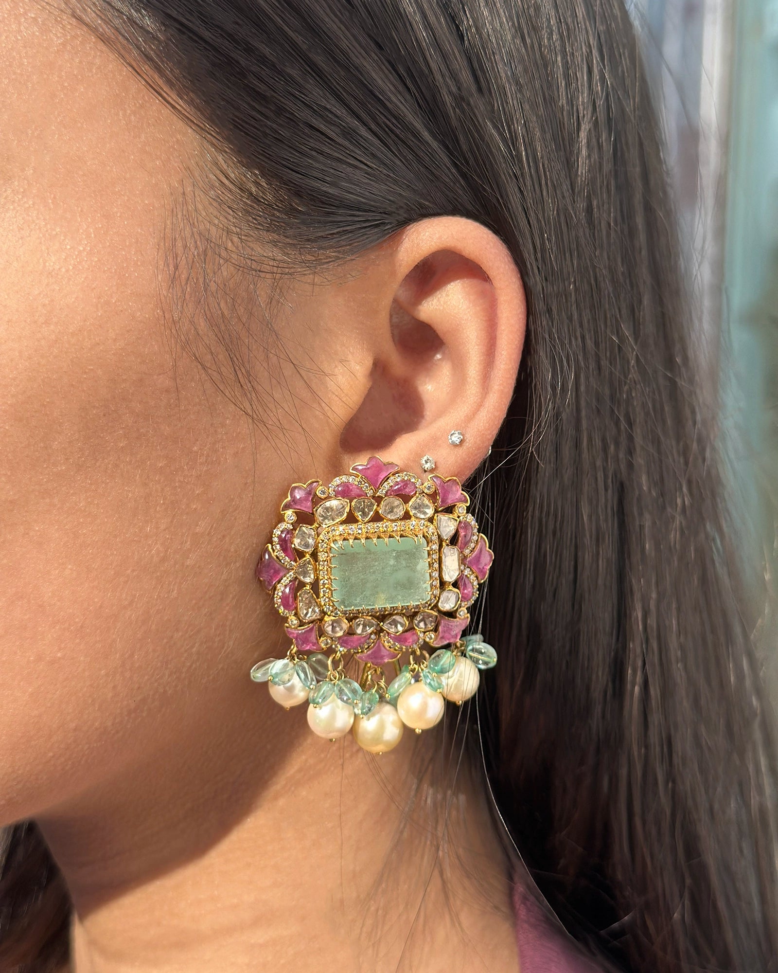 Sheesh Mahal Polki Earrings | AMARIS JEWELS | Fine Jewelry 