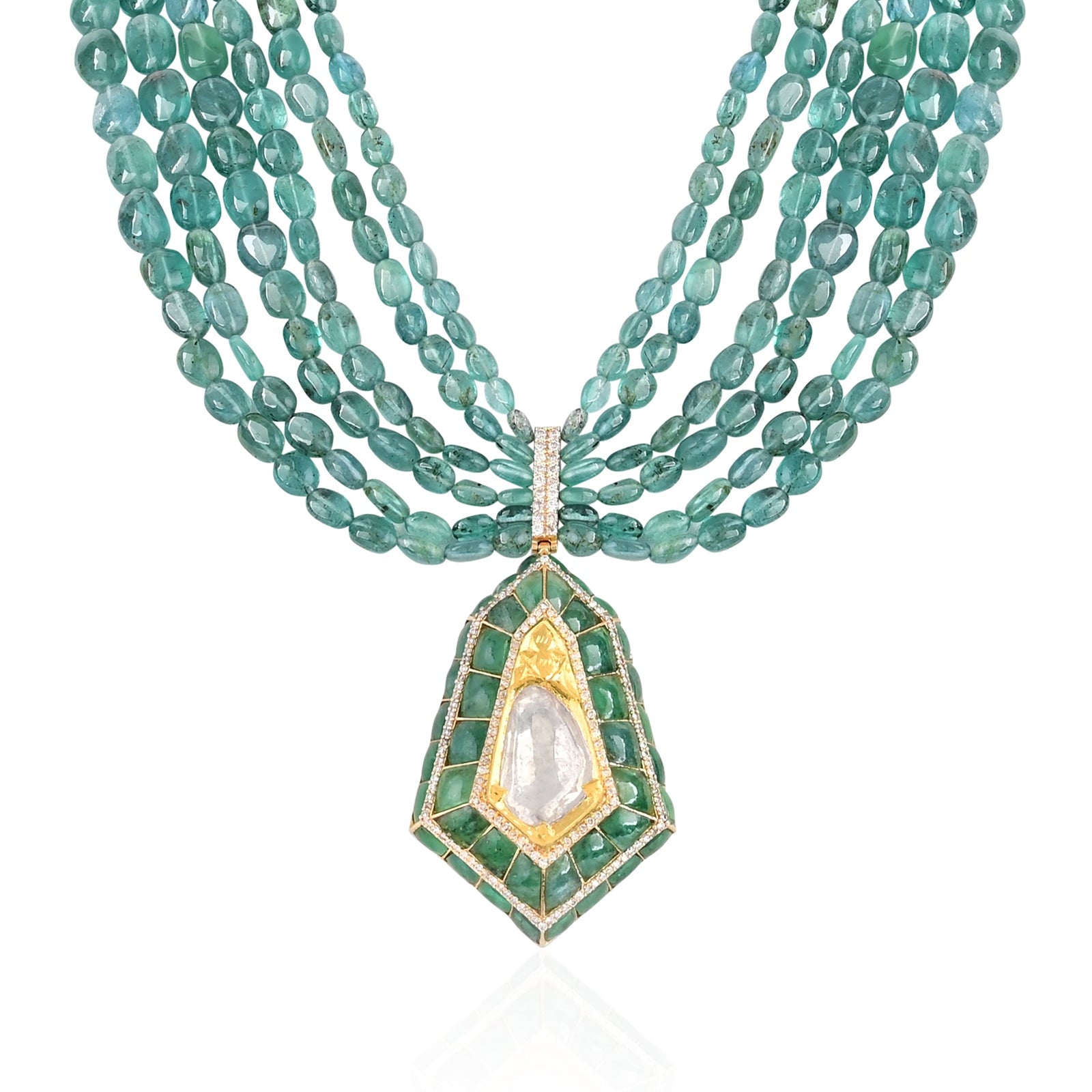 Shield It Emerald Necklace (Polki) | AMARIS JEWELS | Fine Jewelry 