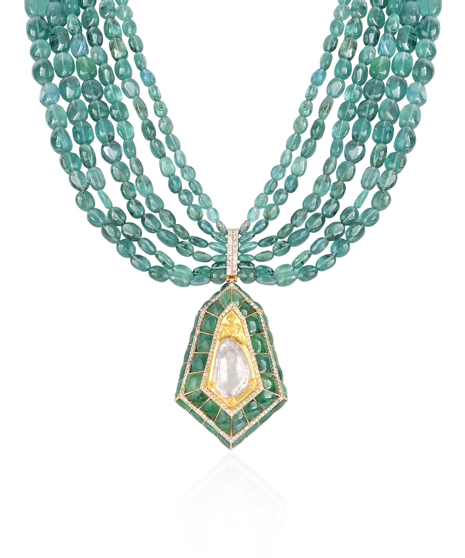 Shield It Emerald Necklace (Polki) | AMARIS JEWELS | Fine Jewelry 