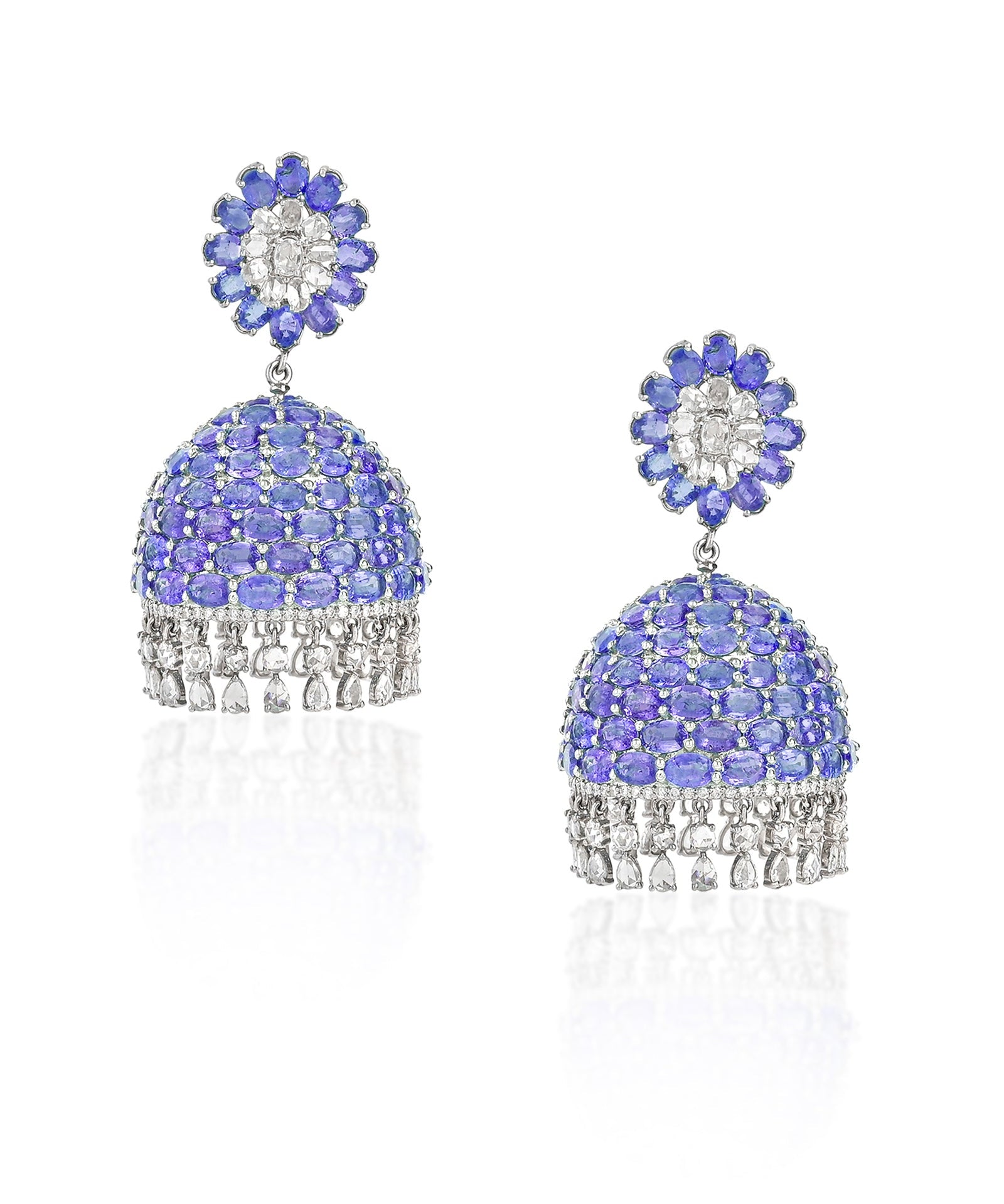 Tanzanite Swirl Jhumkas | AMARIS JEWELS | Fine Jewelry 