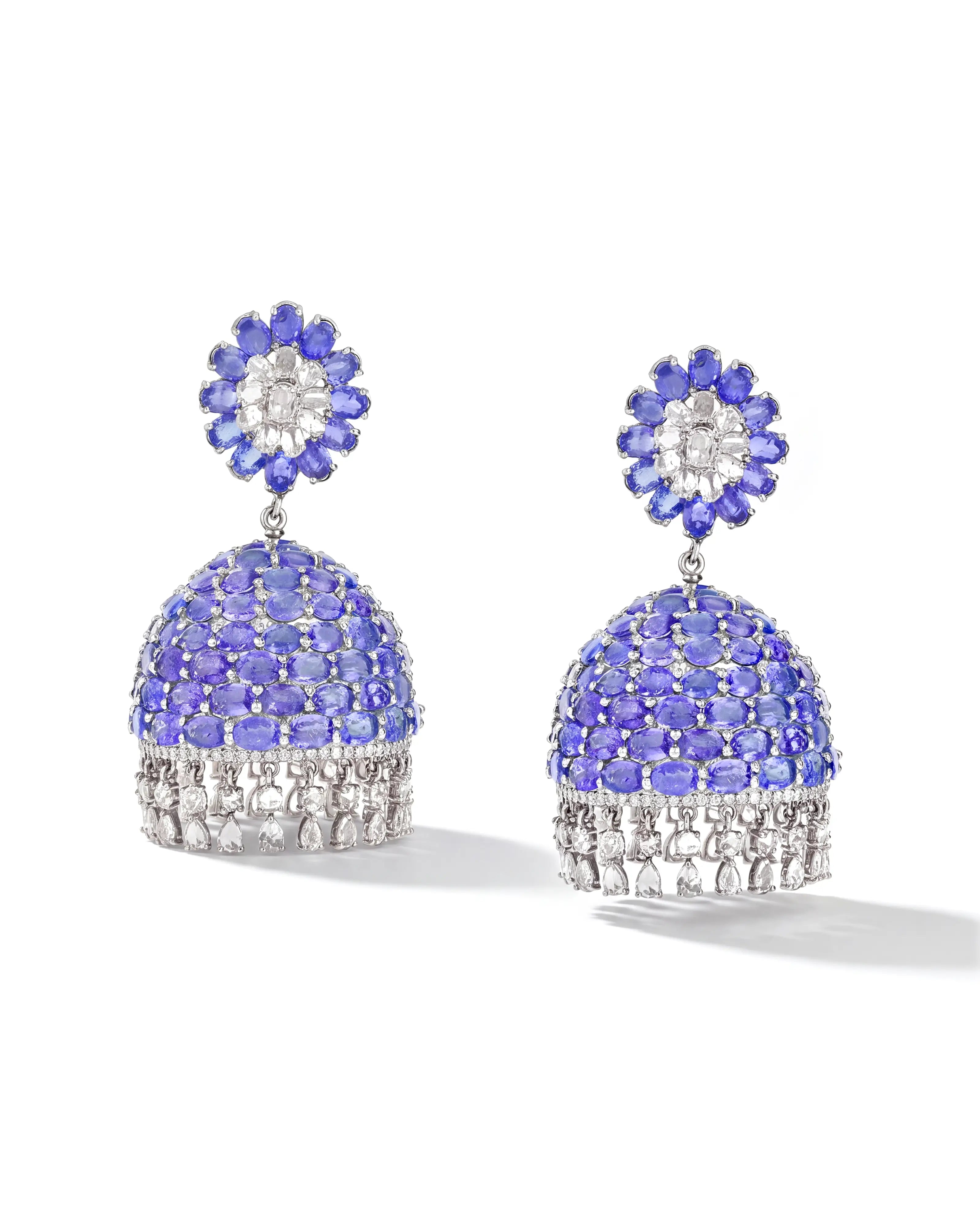 Tanzanite Swirl Jhumkas | AMARIS JEWELS | Fine Jewelry