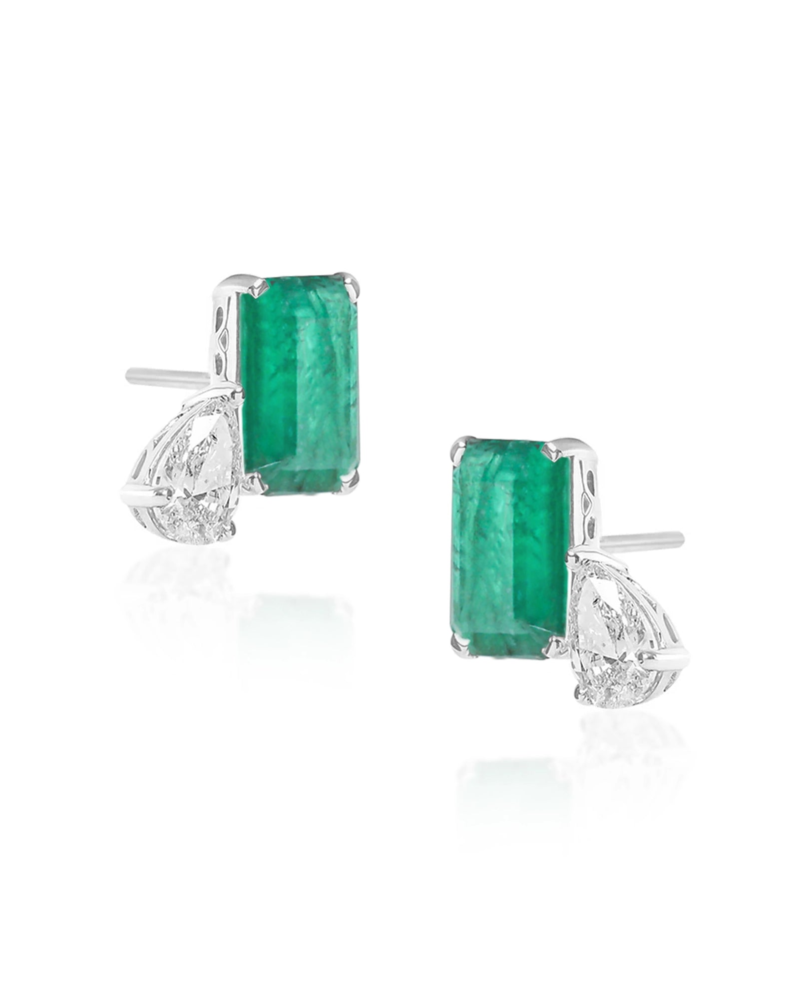 To The Moon and Back Emerald Studs | AMARIS JEWELS | Fine Jewelry 